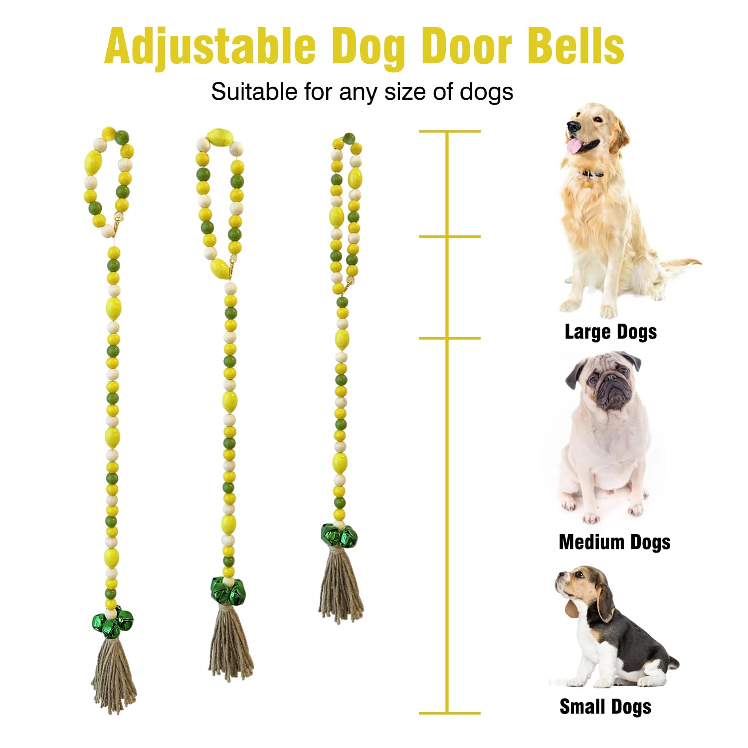 Idolpet Upgraded Wood Beaded Hanging Door Bells For Dogs And Puppies - Doorbells For Potty Training & House Training, Antique Be