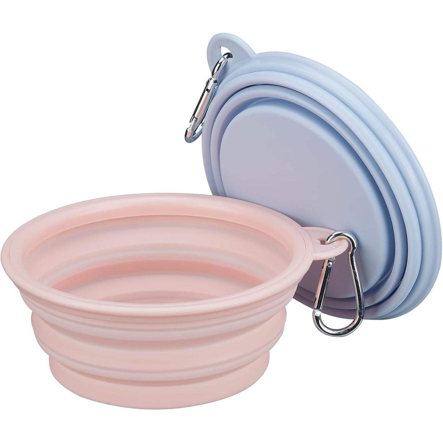 Atoozed Foldable Dog Cat Bowl Portable Bpa Free Food Grade Pet Feeding Bowl With Carabiner Clip For Travel Walking Camping And H