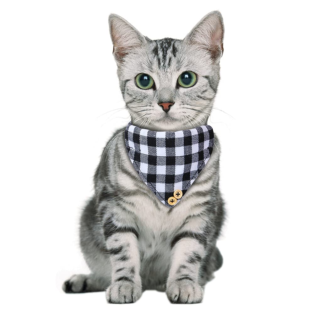 Faleela Cat Collar Bandana Bells Set - 2 Pack Set Cat Collar Breakaway With Cute Bow Tie And Bell, Adjustable From 7.8-10.5 Inch, Soft And Comfortable For Kitty And Some Puppies