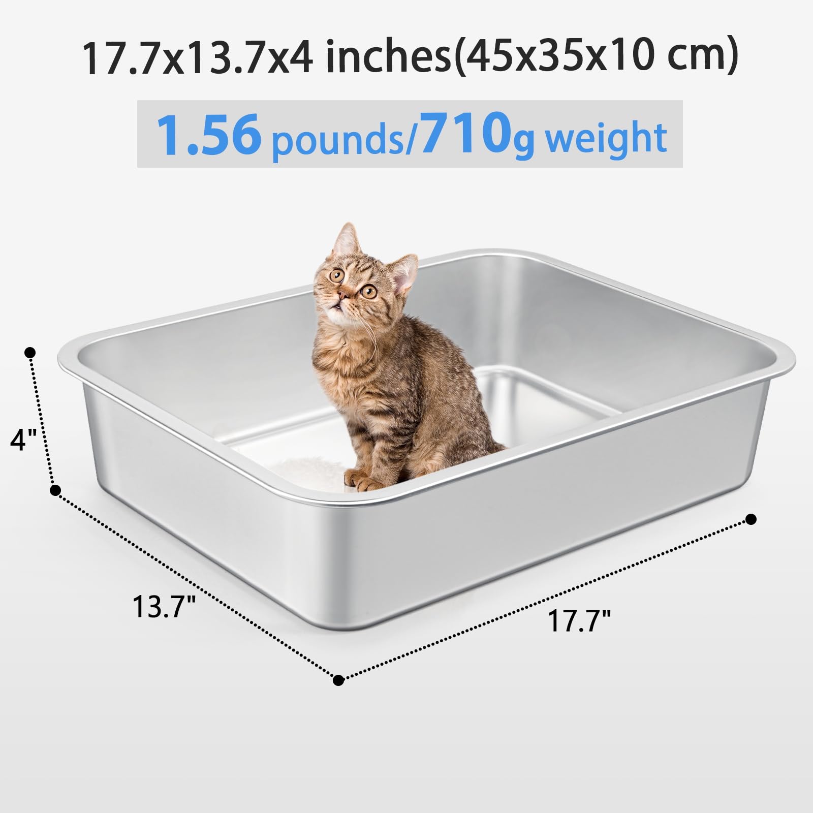Travel Litter Box for Cats, Light and Thin Stainless Steel Litter Box for Cat Crate, Cat Playpen, Cat Kennel, Cage, Cat House (1