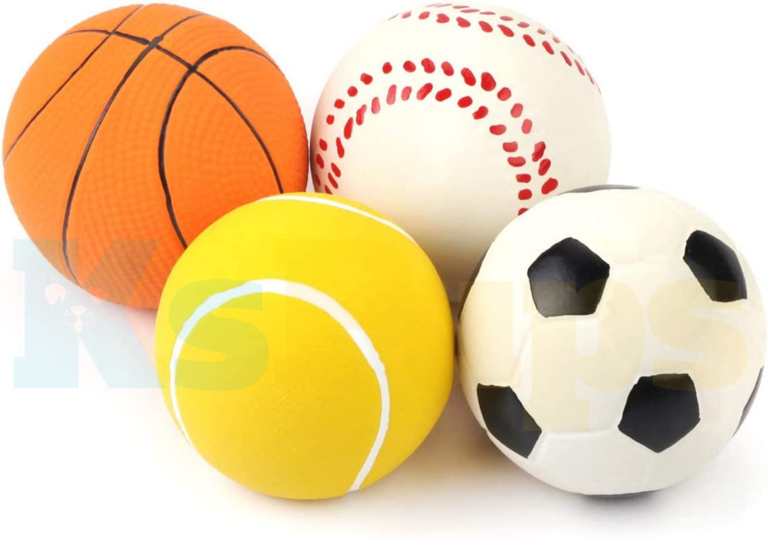 KsPups 4 Pack 2.4 Squeak Latex I Puppy Dog Toy Ball I Sports Balls Sets Fetch Interactive Toy I for Small Dogs I Color As Vary