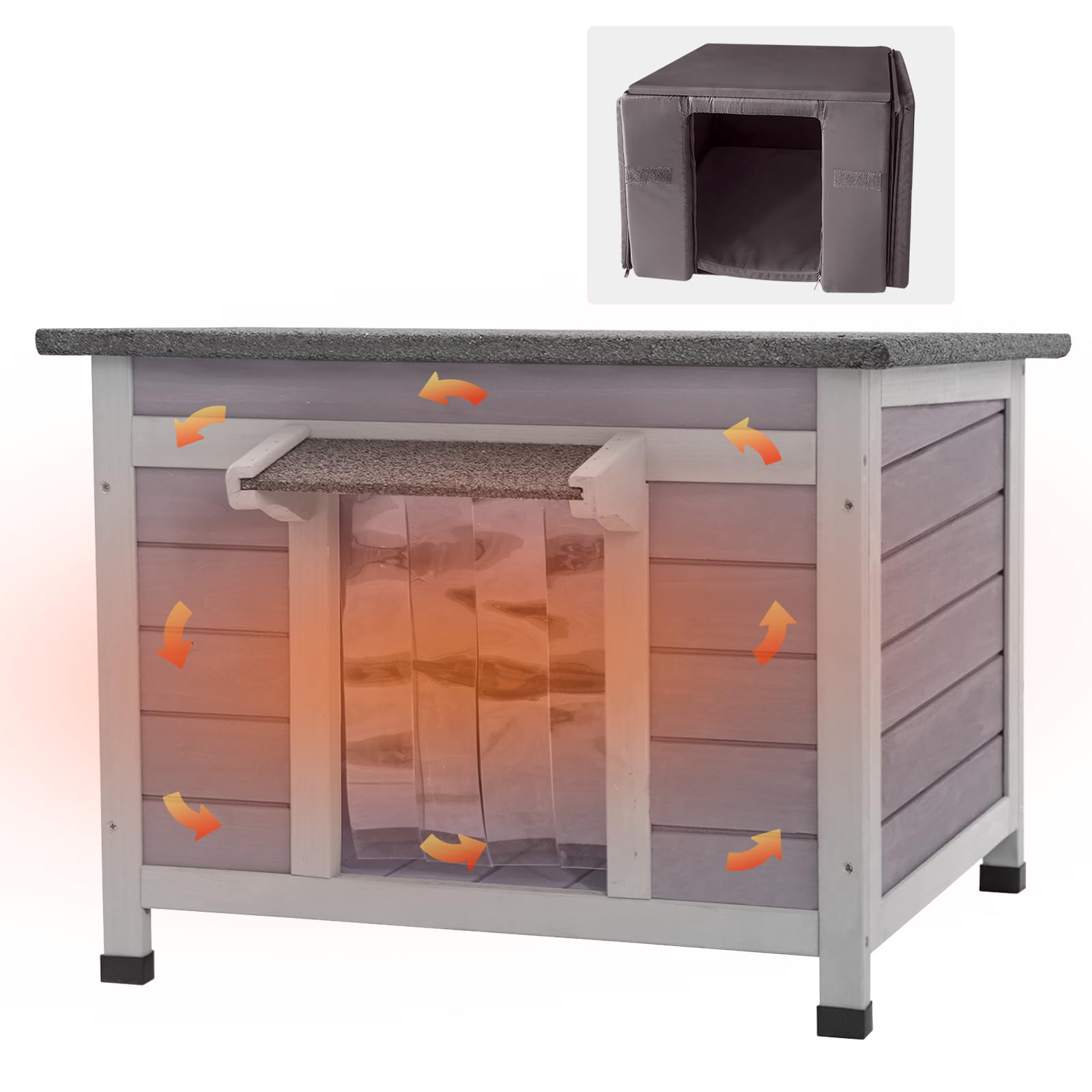 Outdoor Cat House With Insulated Liner Weatherproof Feral Cat Shelter For Winter