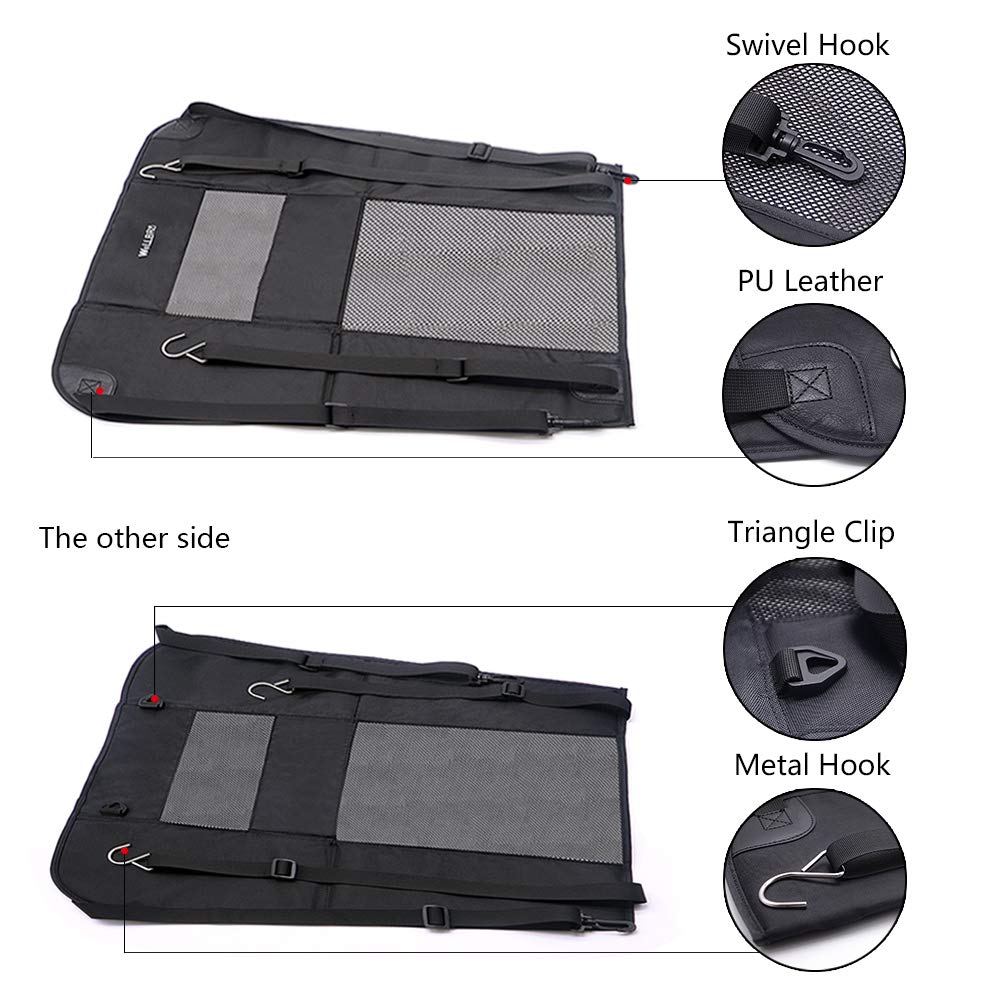 Wellbro Dog Car Backseat Barrier, Padded And Durable Nylon Net Pet Barrier, Vehicle Travel Dog Fence With 2 Mesh Windows, For Safe Driving, Easy To Install And Adjust For All Cars