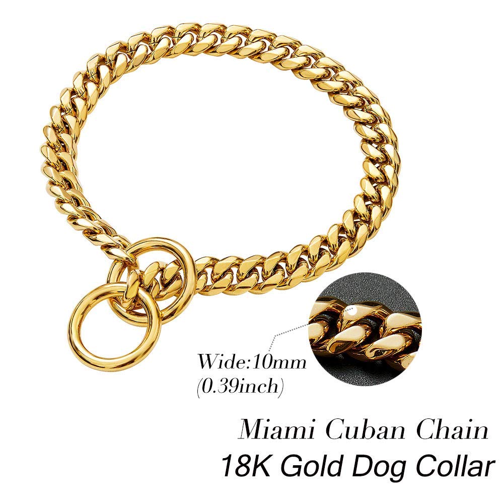 Gold Cuban Link Dog Necklace Collar For Small Medium Large Dog, Cute Dog Collar