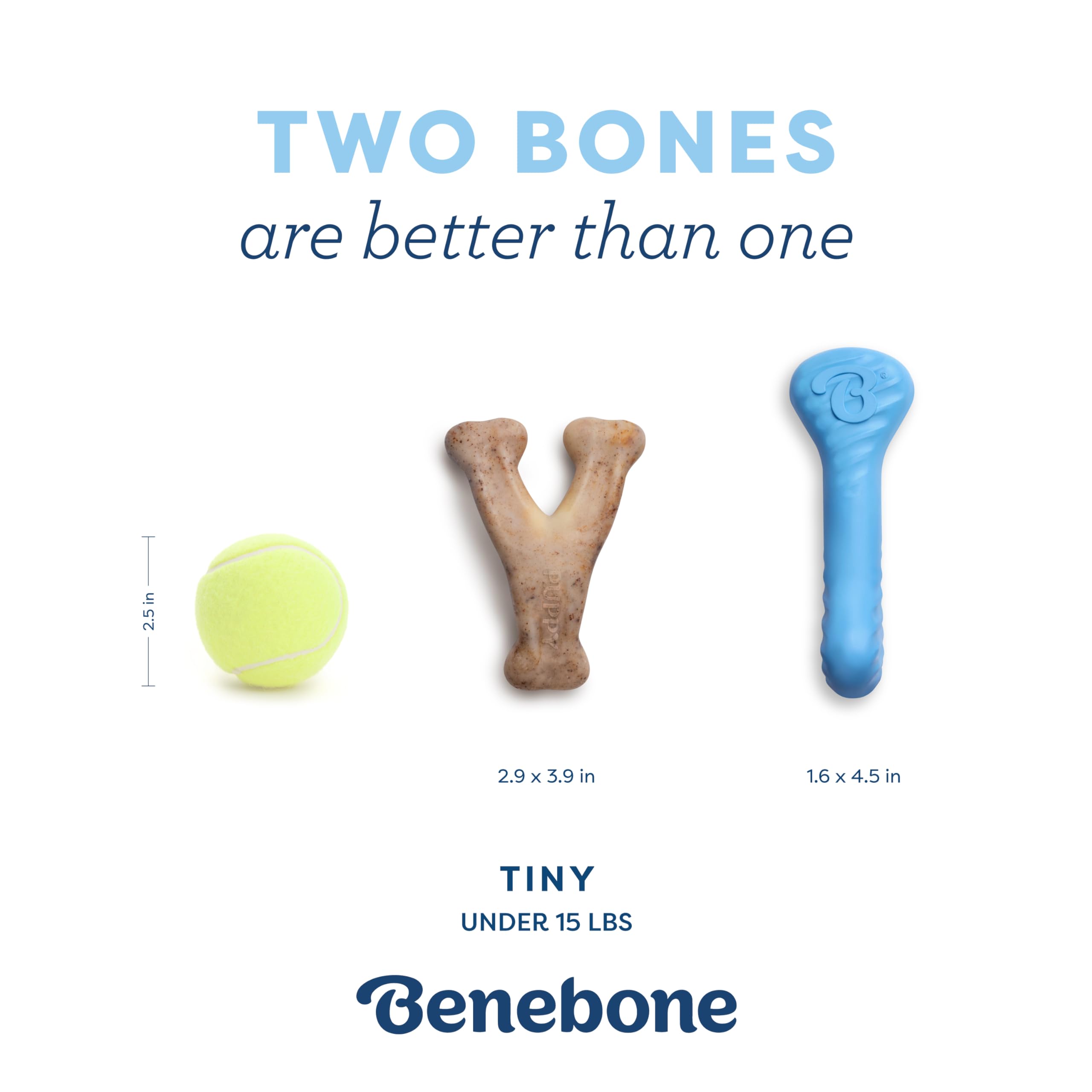 Benebone Puppy 2-Pack Rubber Bone/Wishbone Bacon Tiny