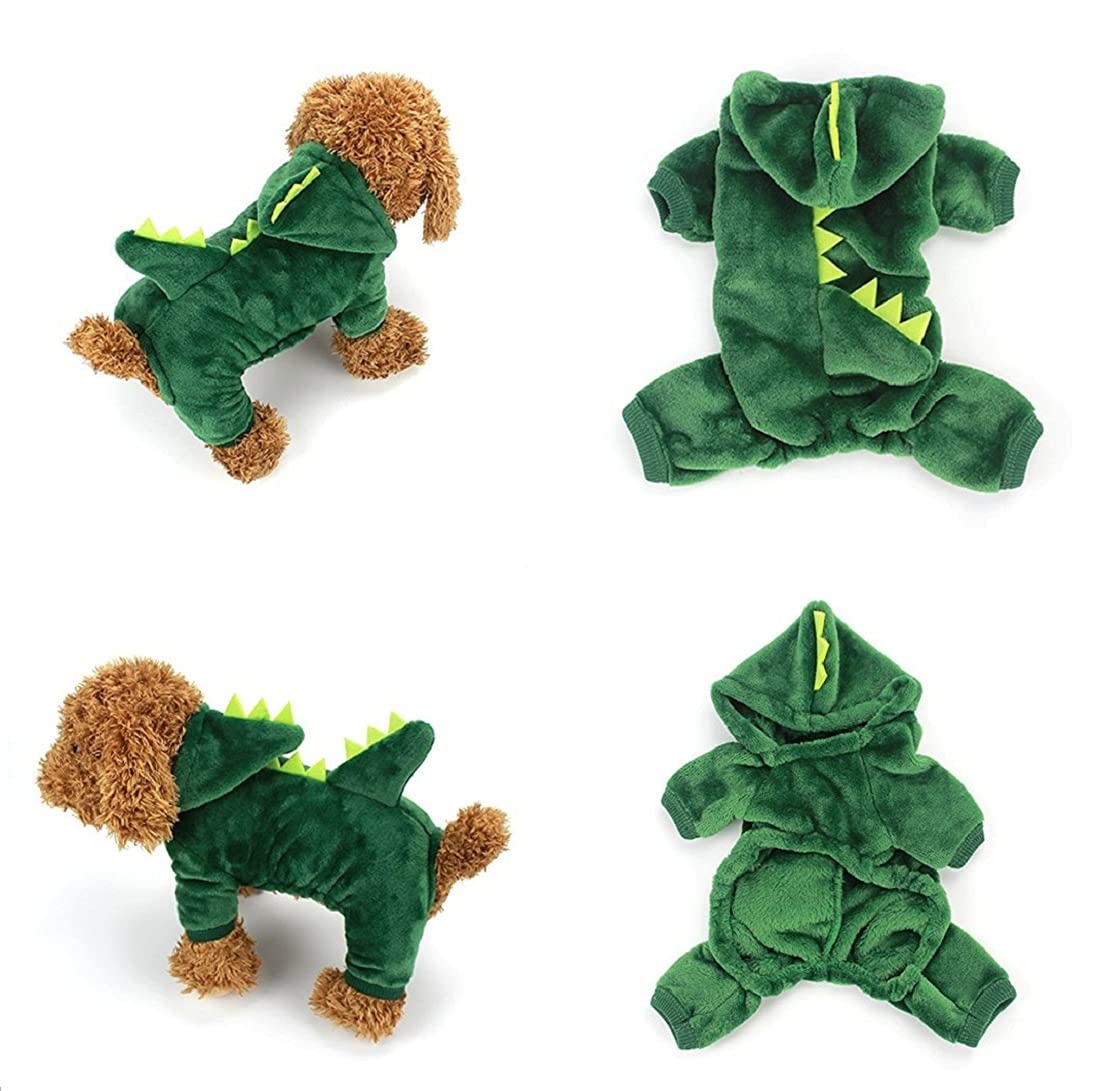 Idepet Dinosaur Dog Costume Clothes for Small Dogs Pet Halloween Costume Puppy Clothing Cats Outfits Funny Apperal(Green,XL)