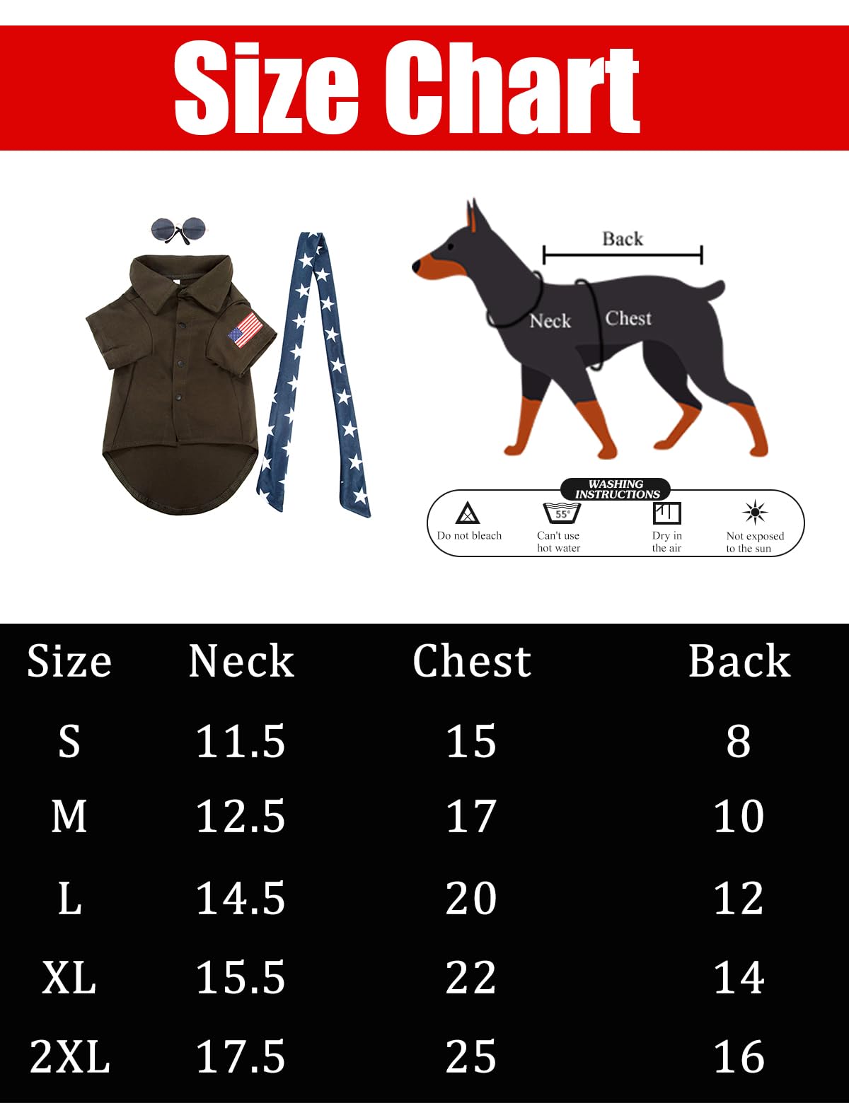 Coomour Pilot Dog Shirts Funny Pet Clothes And Star Scarf Dogs Captain Clothing With Puppy Glasses (S)