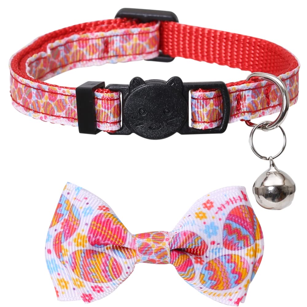 Lamphyface Easter Cat Collar Breakaway With Cute Bow Tie And Bell For Kitty Adjustable Safety Easter Egg Bunny