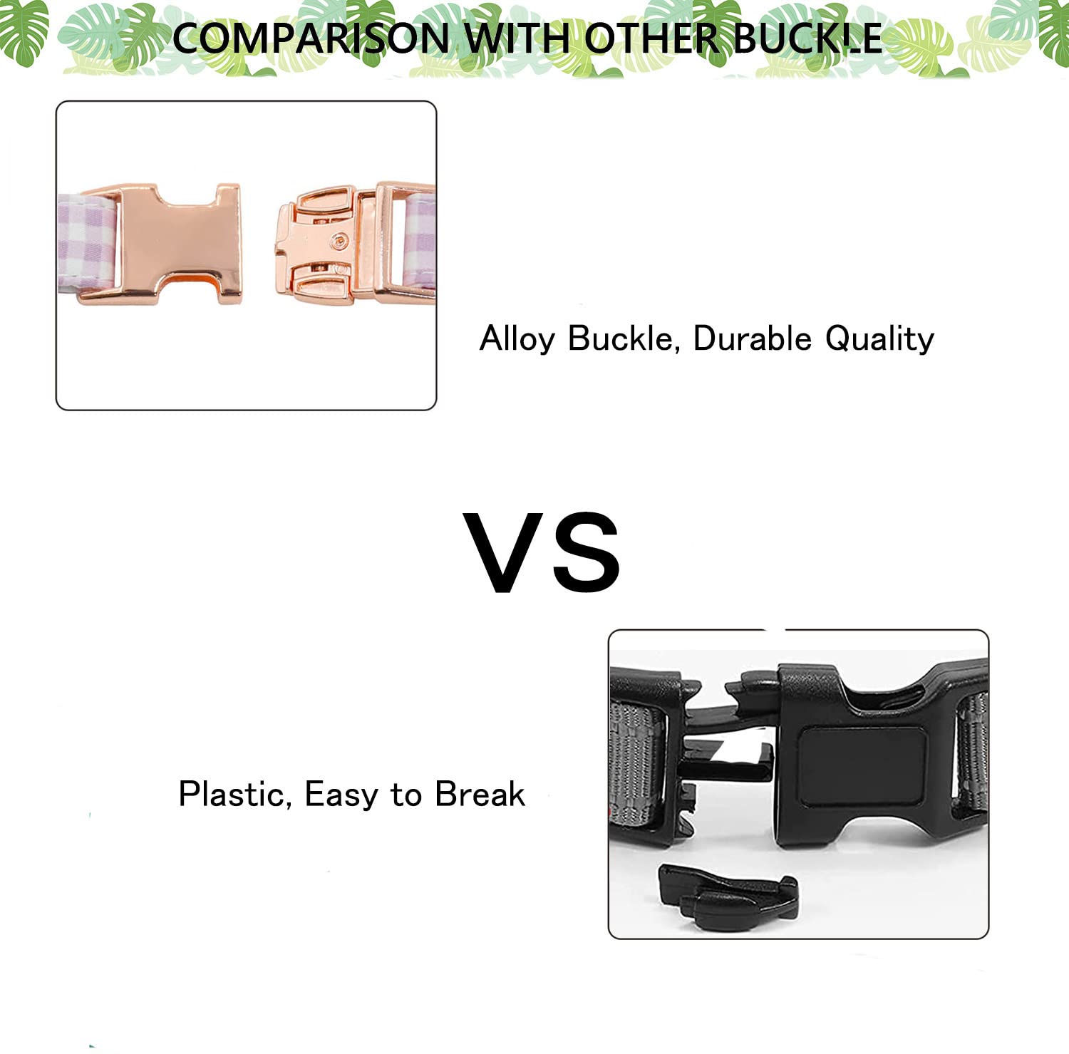 Metal Buckle Dog Collar, Durable Adjustable Dog Collar Soft For Small Medium Large Dogs (Purple Plaid, M(13-18In)