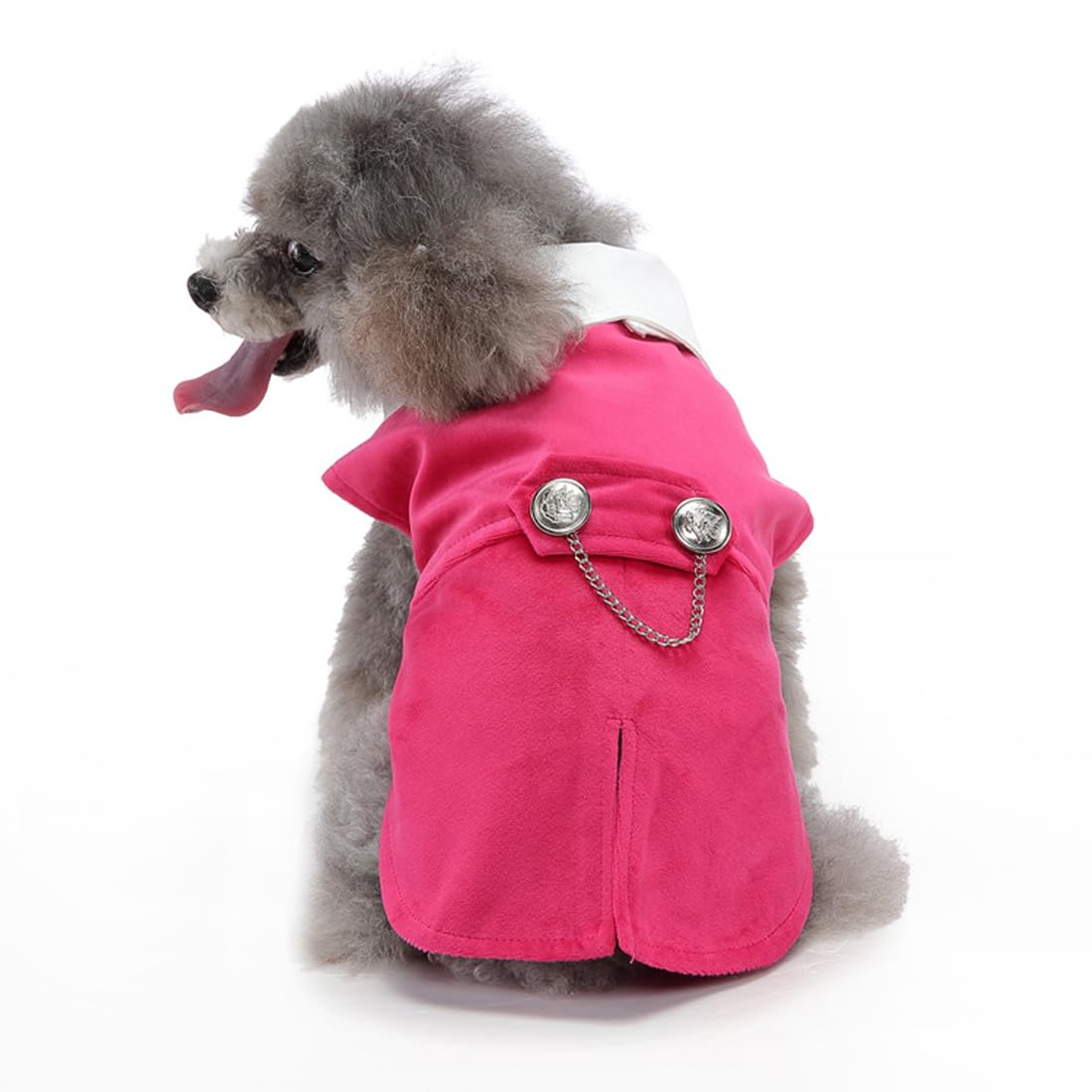 Doteyayp Puppy Velvet Tuxedo With Detachable Bowtie Prom Wedding Formal Wear Prince Costume For Small Dog (Large, Rose)