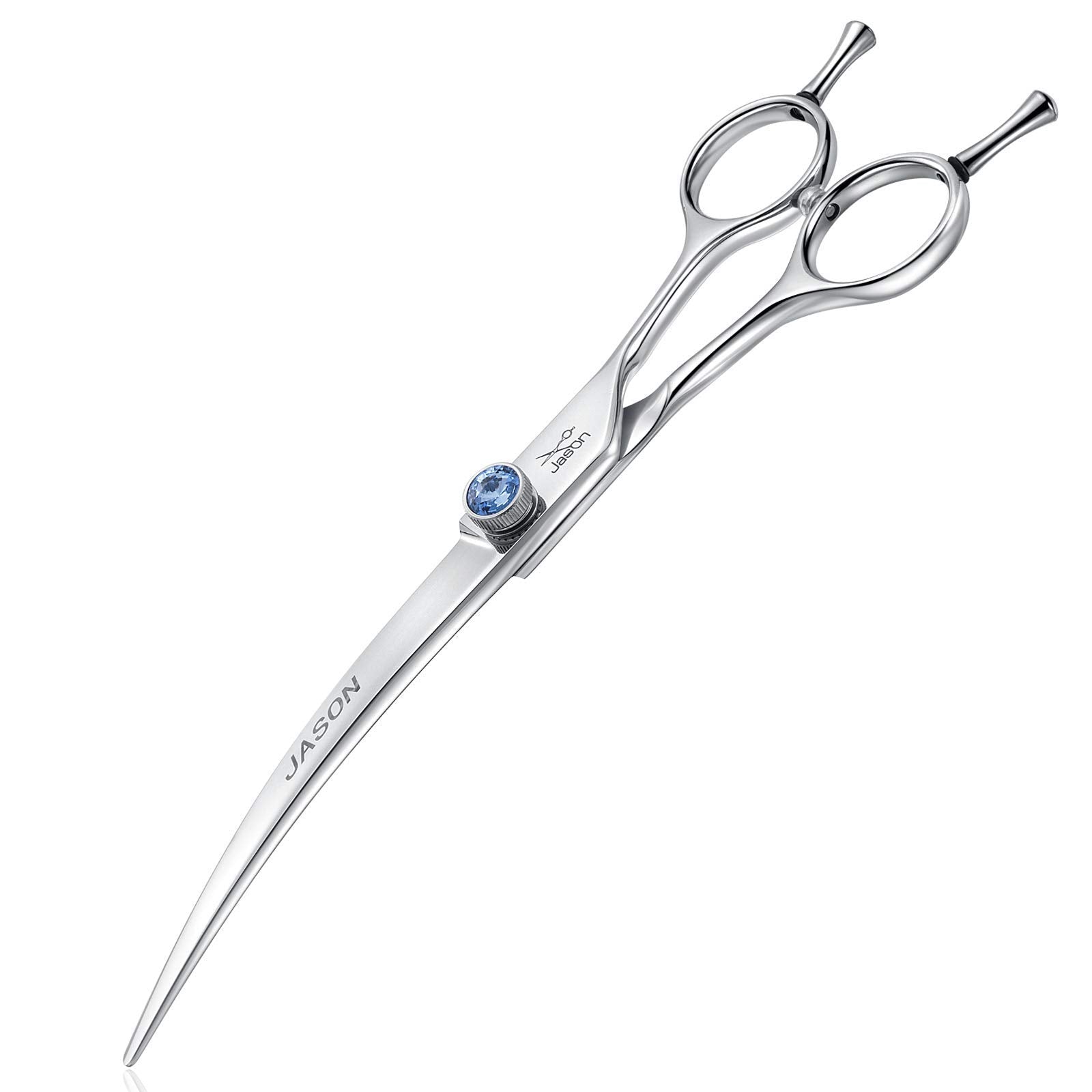 Jason 7' Curved Dog Grooming Scissors, Ergonomic Pets Cats Trimming Shears With Offset Handle And A Jewelled Screw For Right Handed Groomers, Sharp, Comfortable