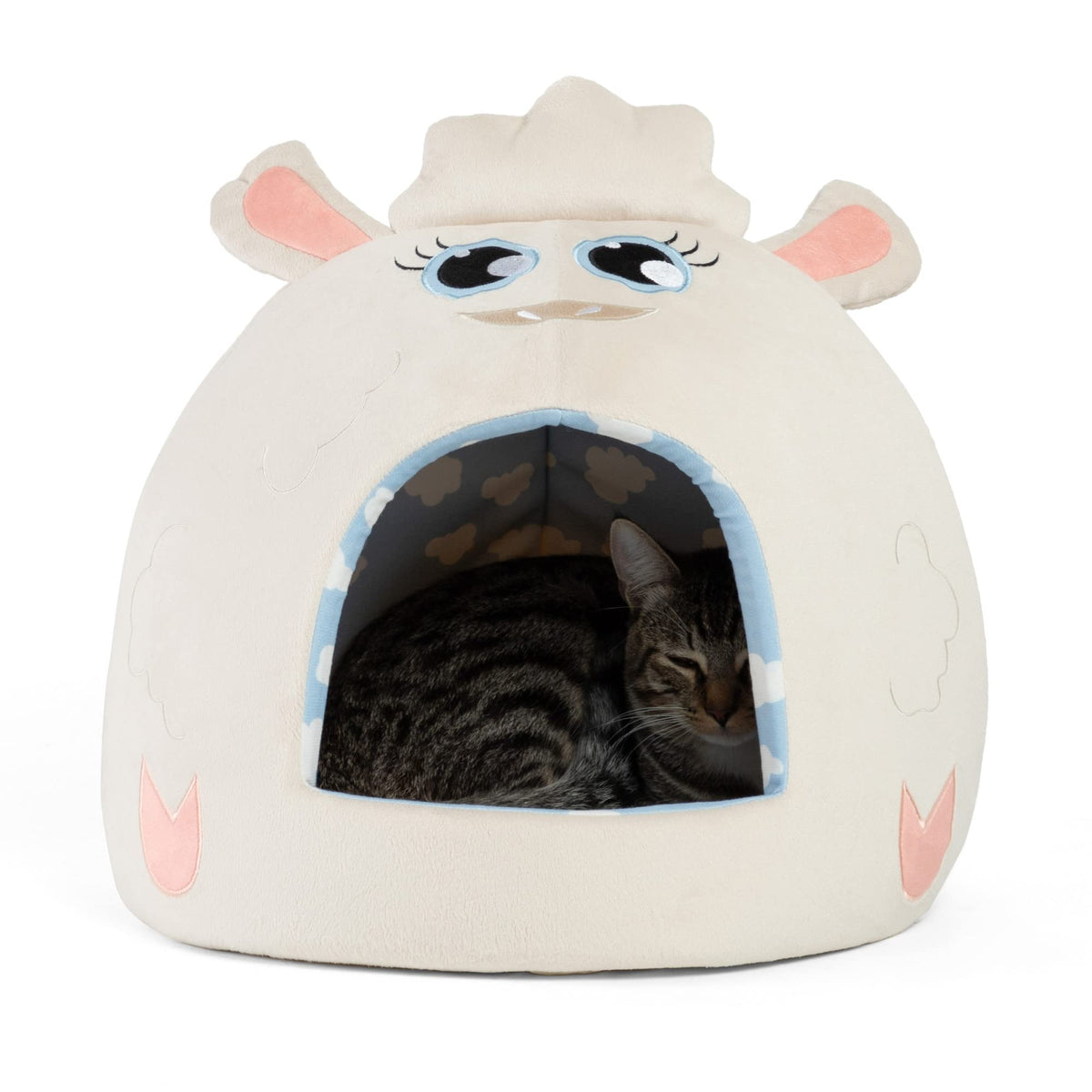 Best Friends By Sheri Novelty Pet Hut, Covered Domed Cat And Dog Bed, Washable Microfiber, Lamb
