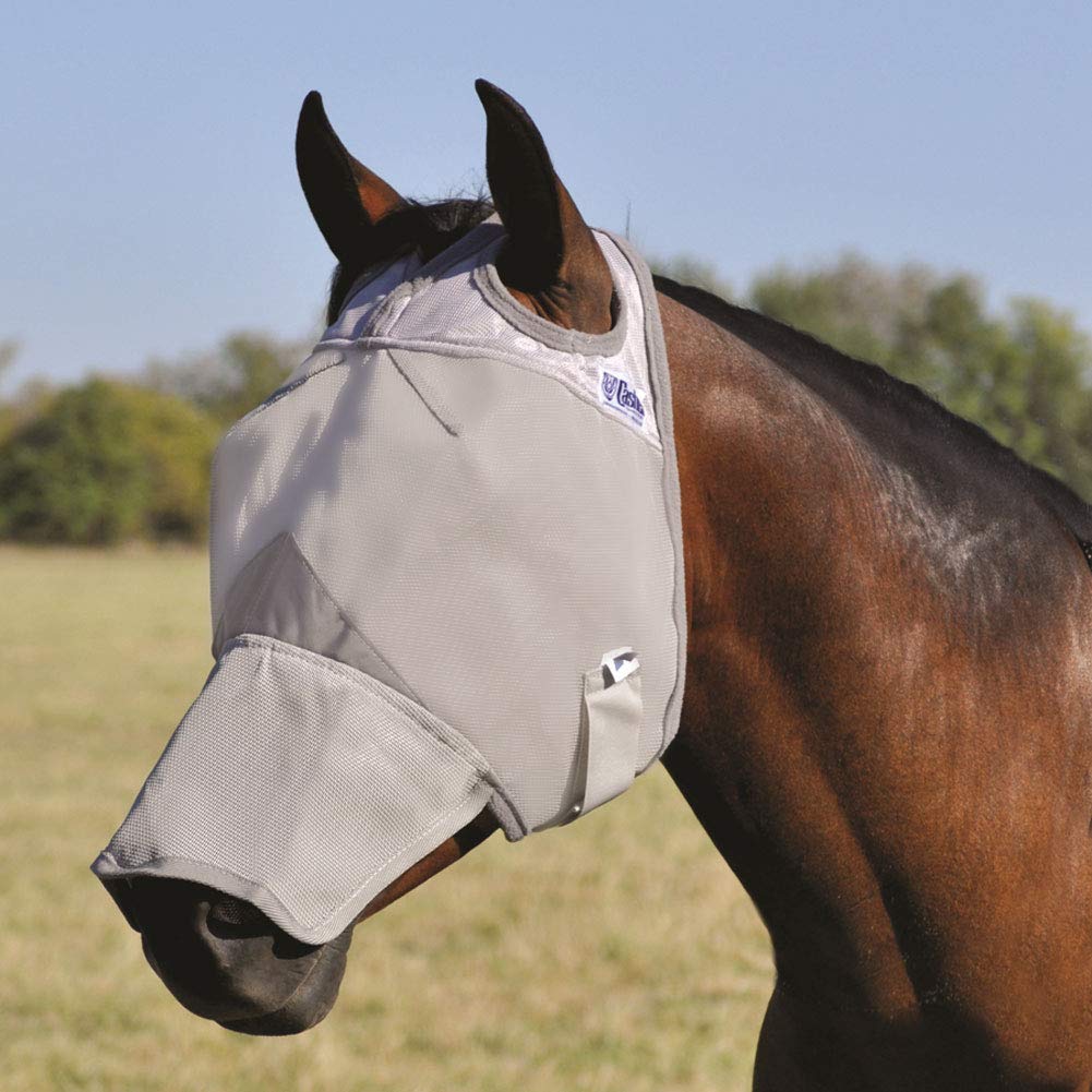 Cashel Crusader Horse Fly Mask With Long Nose, Grey, Draft