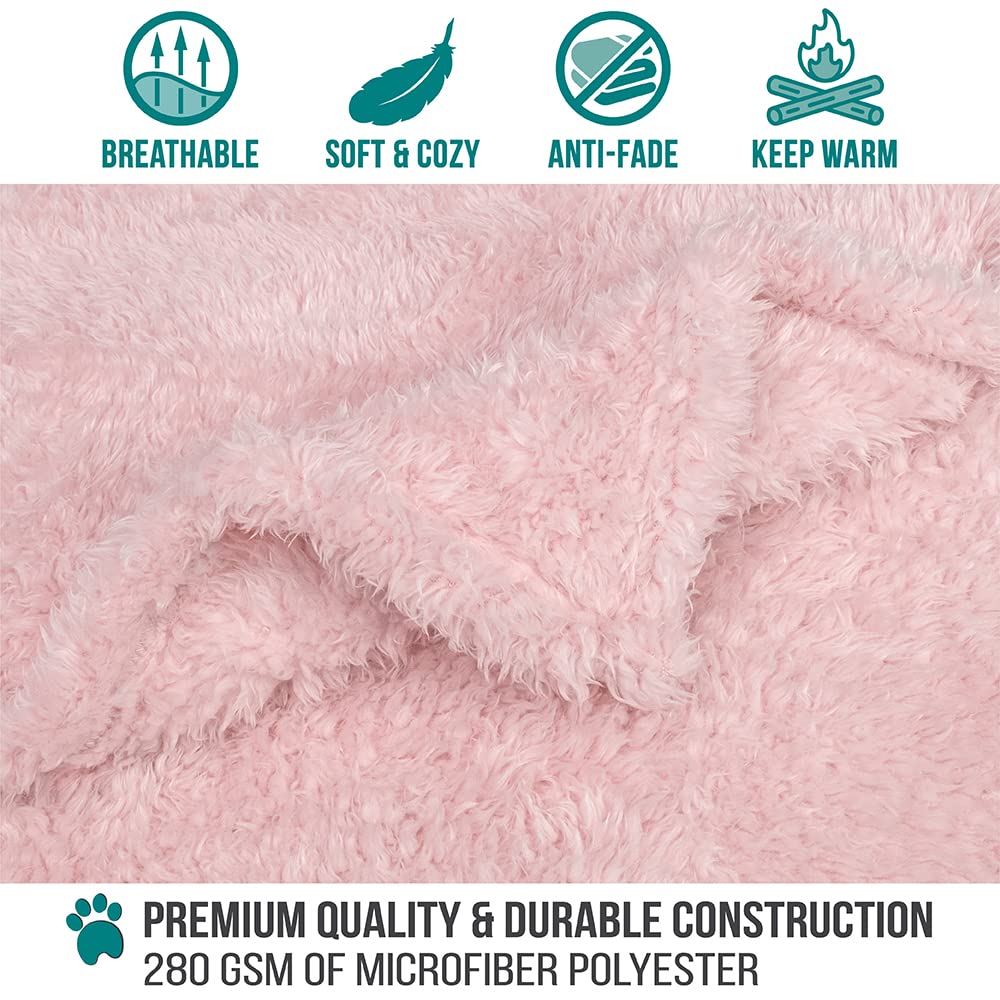 Petami Fluffy Dog Blanket For Small Medium Large Dogs, Sherpa Soft Warm Pet Fleece Throw For Indoor Cats, Fuzzy Plush Shaggy Blanket Furniture Protector Sofa Couch Bed, Pink 40X60