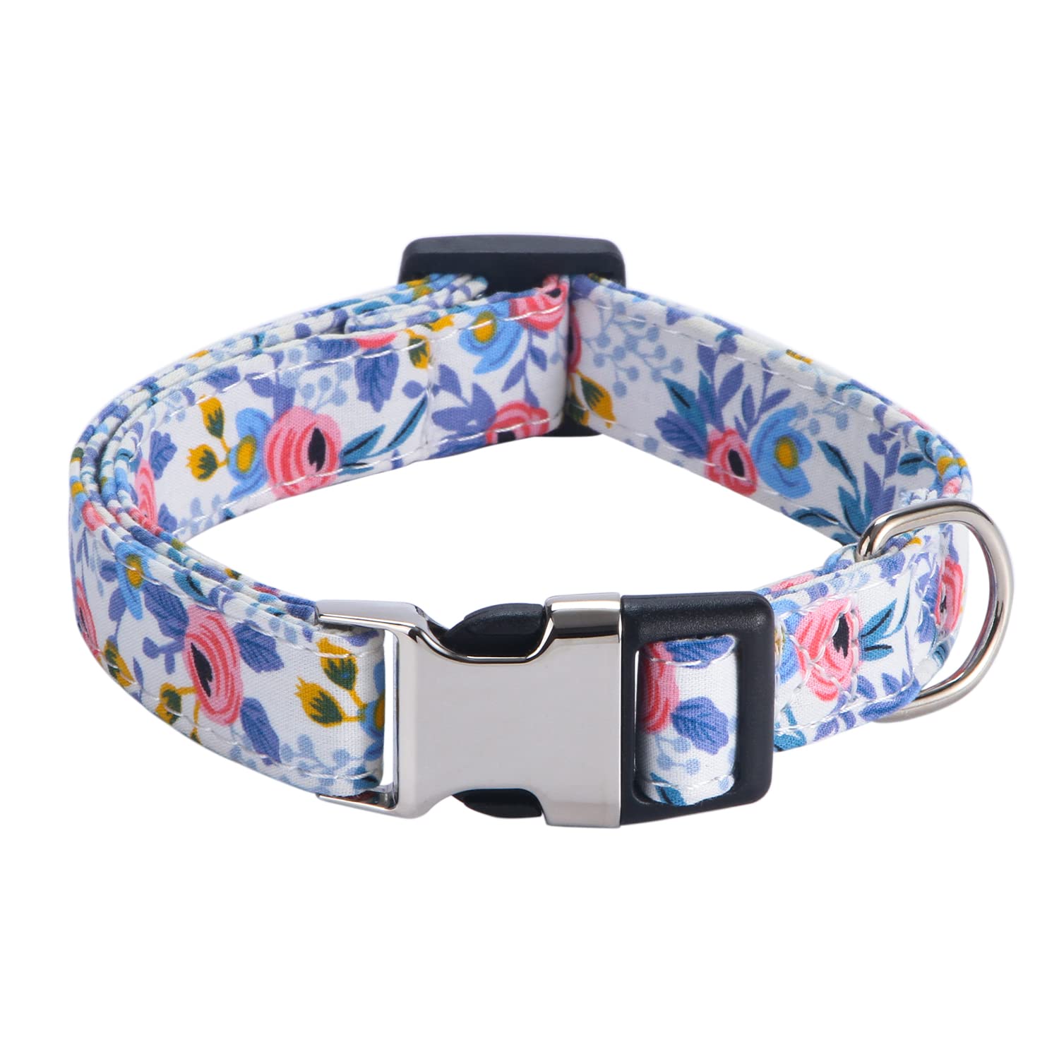 Xyart Girl Dog Collars - Rose, Sunflower, Daisy And Leopard Design In Small, Medium, Large For Female Dogs Rose Blue S