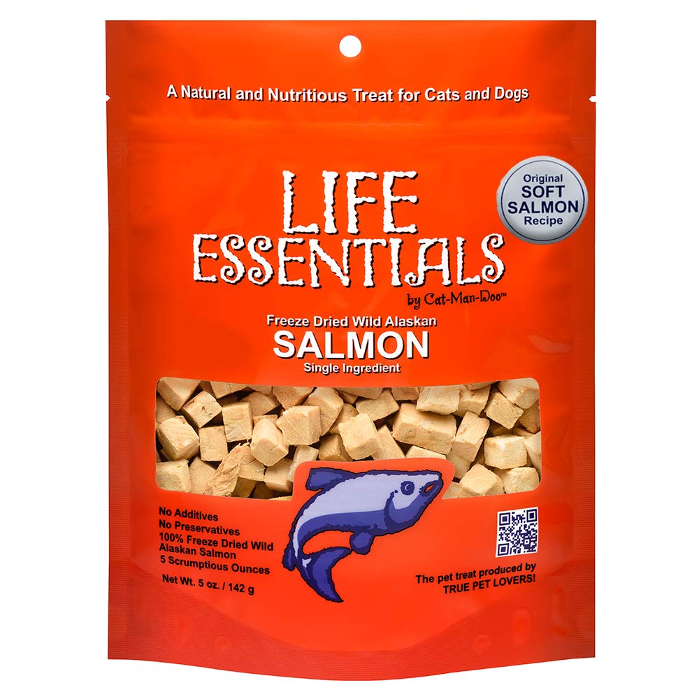 LIFE ESSENTIALS BY CAT-MAN-DOO All Natural Freeze Dried Wild Alaskan Salmon Treats for Cats & Dogs - Single Ingredient No Grain 