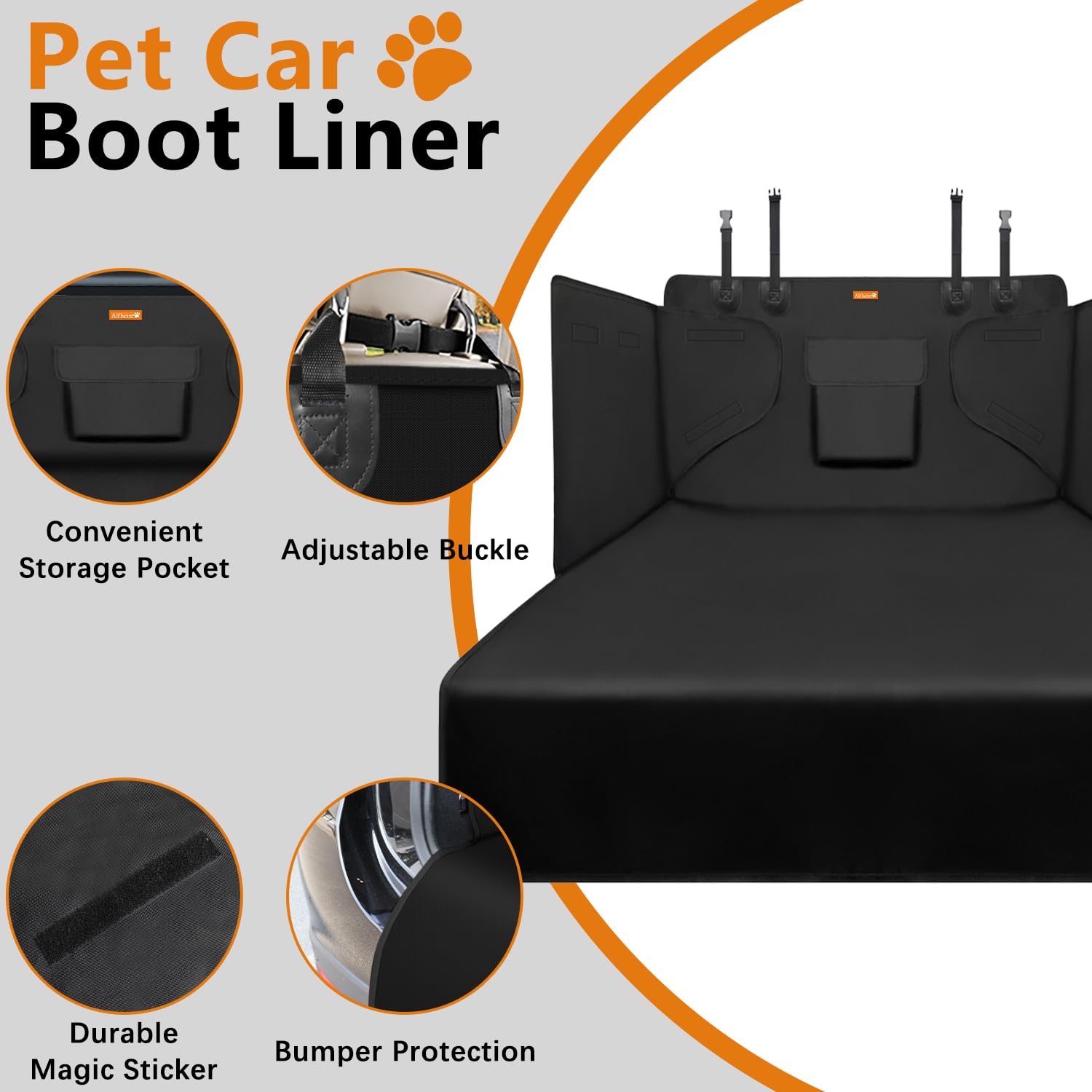 Alfheim Cargo Liner For Dogs, Nonslip Waterproof Pet Boot Liner With Bumper Flap Protector, Durable Washable Cargo Cover Mat Travel, Universal For Medium Small Car Truck Suv