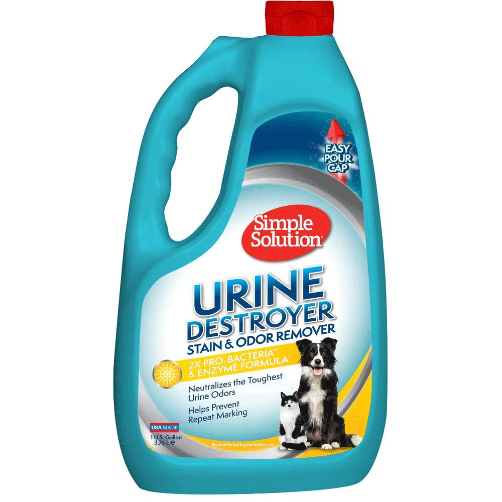 Simple Solution Pet Urine Destroyer | Enzymatic Cleaner With 2X Pro-Bacteria Cleaning Power | Targets Urine Stains And Odors | 1 Gallon, 128 Oz Refill