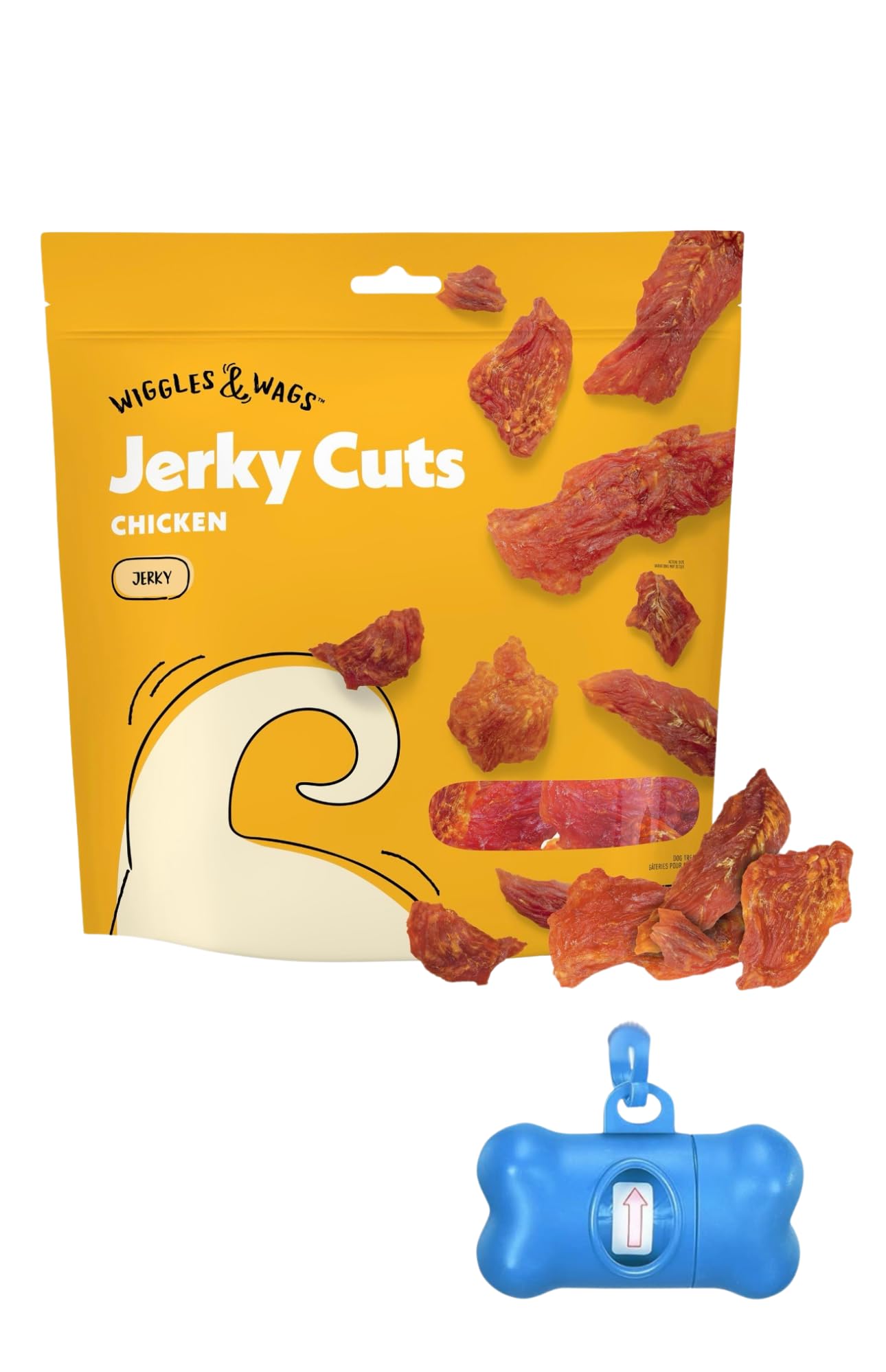 Wiggles & Wags Chicken Jerky Cuts Dog Treats, 4 lb Bag, with DN Essentials Bonus Waste Bag Dispenser & Roll