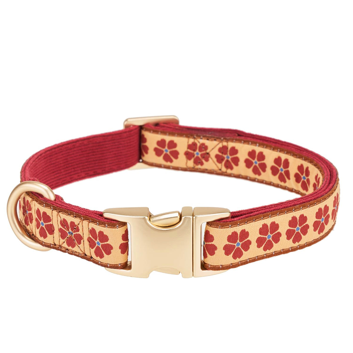 YUDOTE Woven Dog Collar with Metal Buckle Adjustable Jacquard Retro Dog Collars for Small Medium Large Dogs(Brick Red,L)