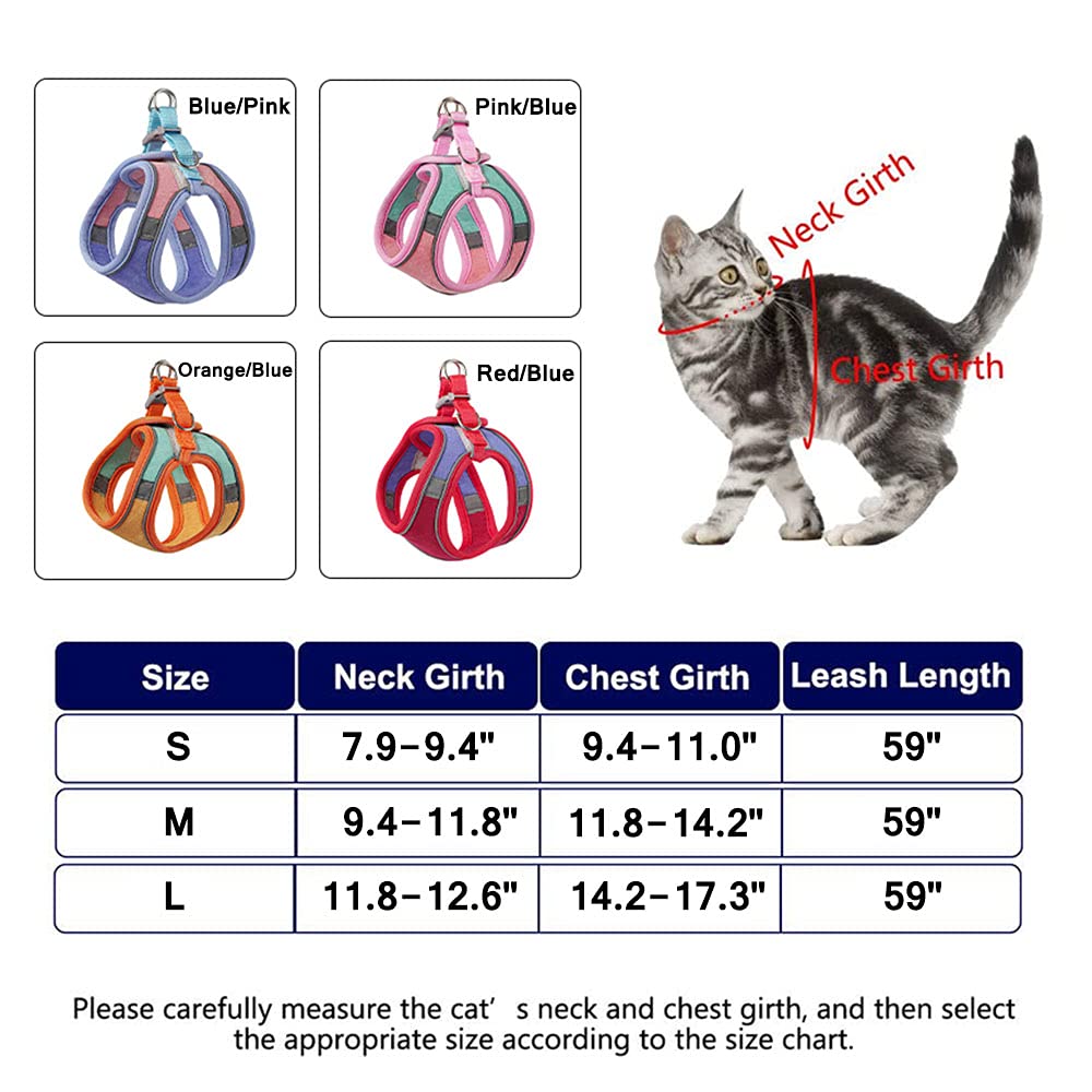Jsxd Cat Harness,Leash And Collar Set,Escape Proof Kitten Vest Harness For Walking,Easy Control Night Safe Pet Harness With Refl