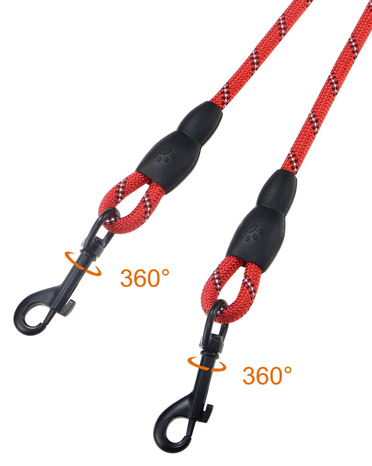 Taglory Double Dog Leash | Reflective Rope | No Tangle | Double Leash For Two Dogs | Puppy Small Medium Breeds | Red