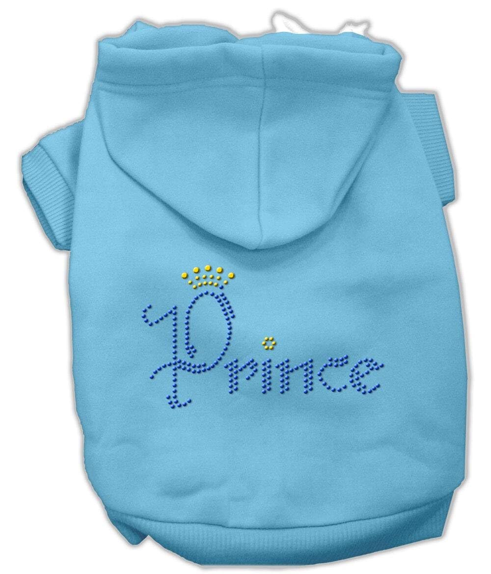 Mirage Pet Products Prince Rhinestone Hoodies, Size 16, Baby Blue
