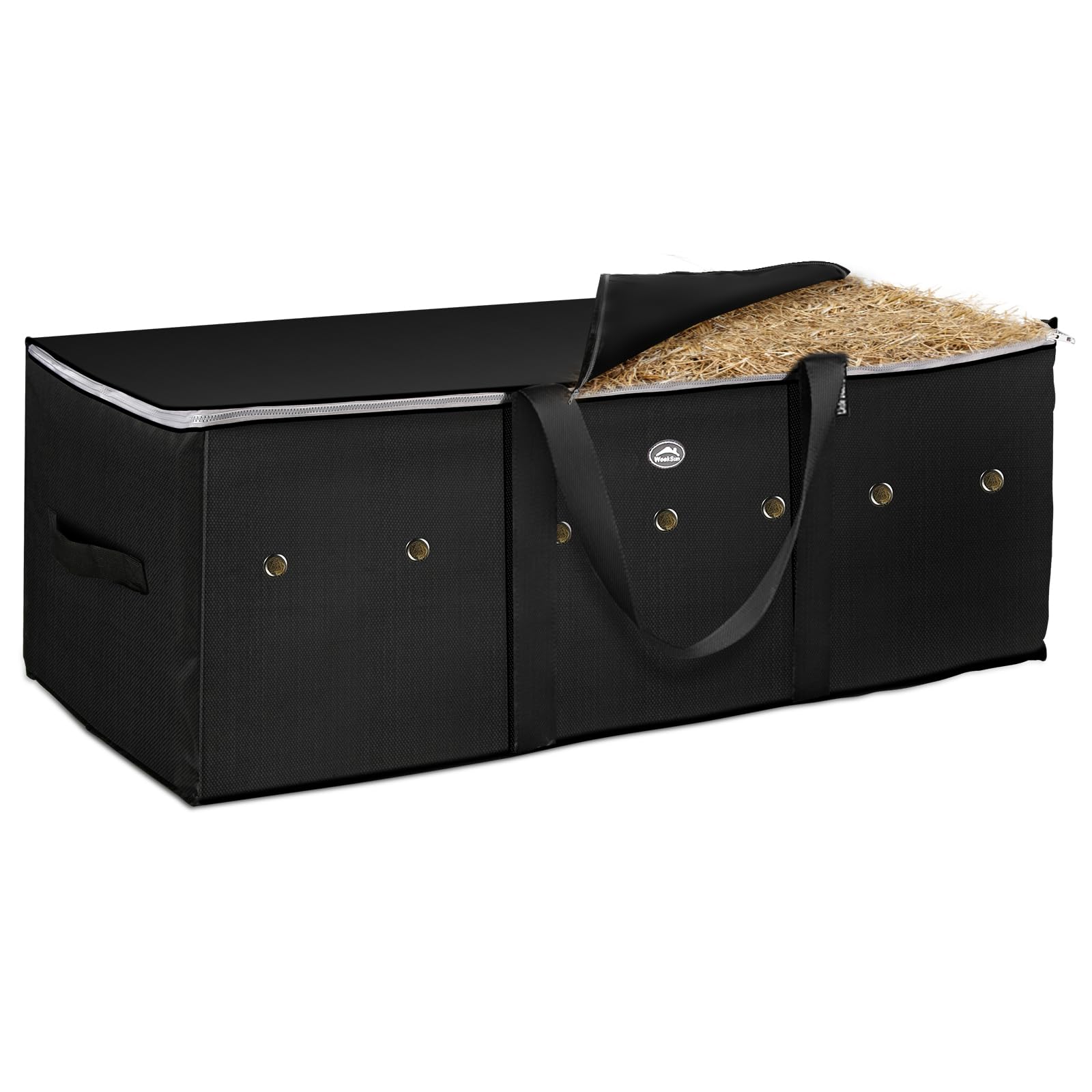 WEEKSUN 1pcs Large Hay Bag for Horses 600D,44x16x20 Hay Bale Storage Bag with Zipper,Carry Handles and PU Waterproofing,Oxford F