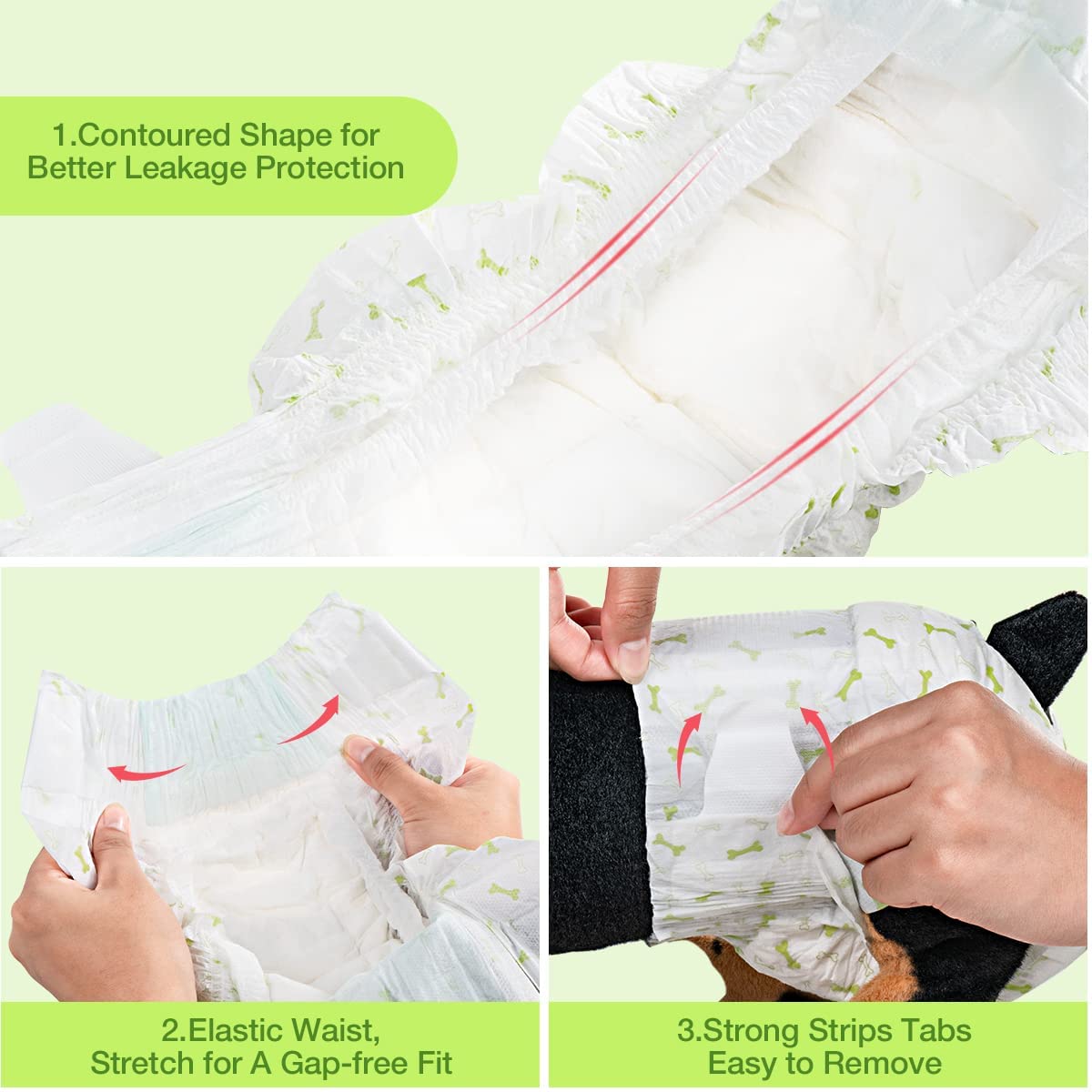 Pet Soft Dog Diapers Female - Disposable Puppy Diapers, Cat Diapers 36Pcs Xsmall