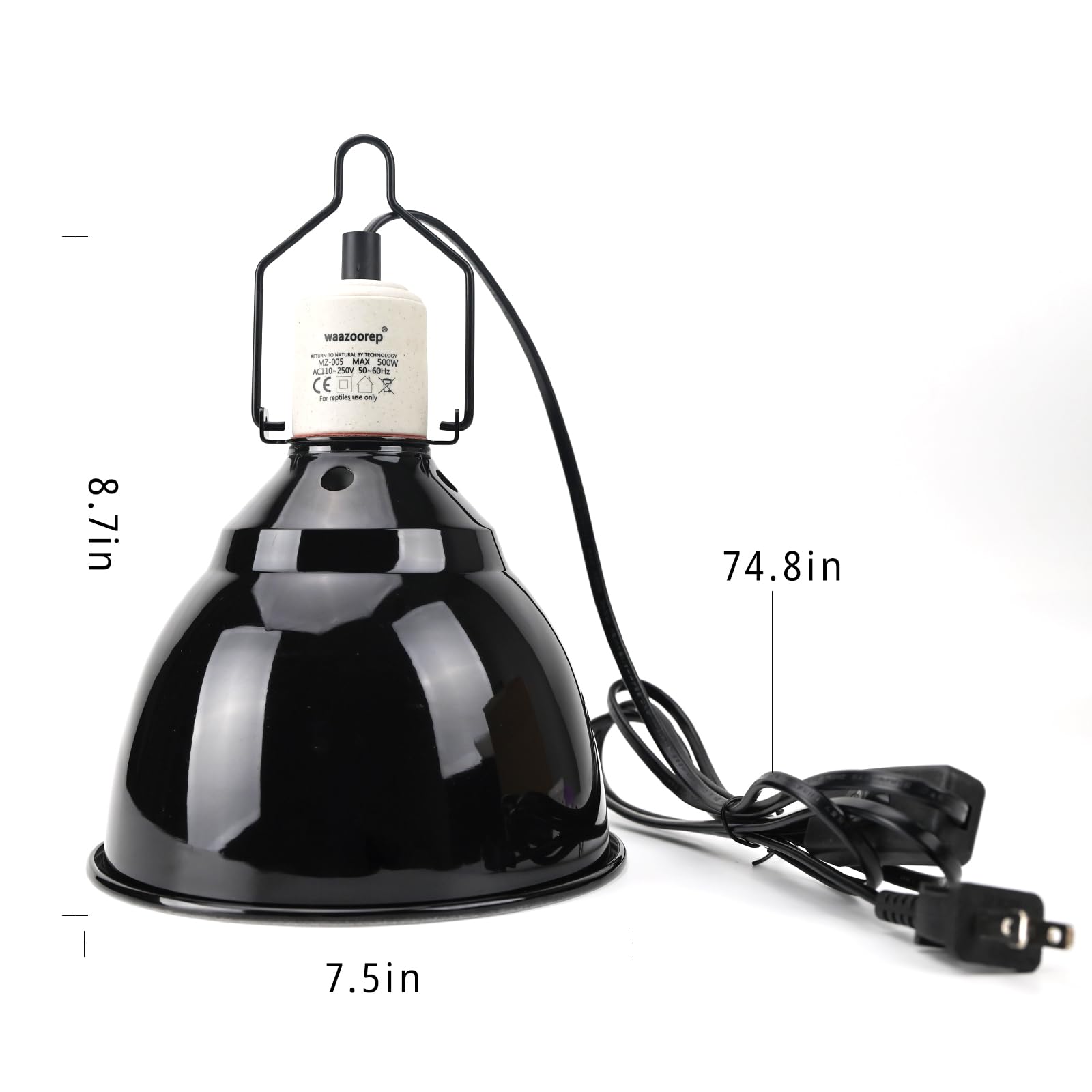 Waazoorep Reptile Light Fixture 2 Pack 7.5Inch Deep Dome Lamp Fixture,Optical Reflection Reptile Heat Lamp Bulb Lampshade For Be