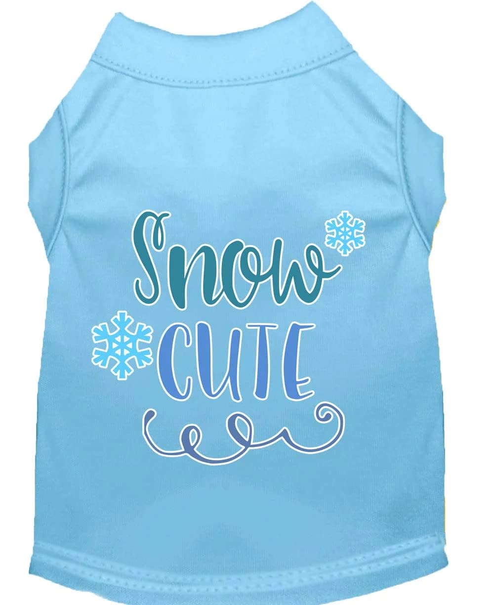Christmas Pet Dog & Cat Shirt Screen Printed, &quot;Snow Cute&quot; Baby Blue XS (0-3 lbs.)