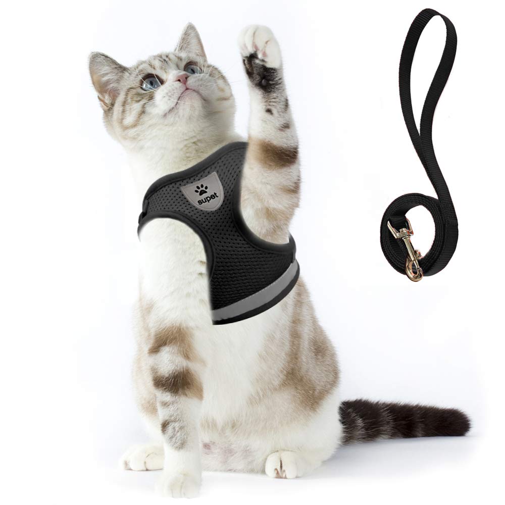 Supet Cat Harness And Leash Set For Walking And Small Dog Soft Mesh Harness Adjustable Vest With Reflective Strap Comfort Fit Fo