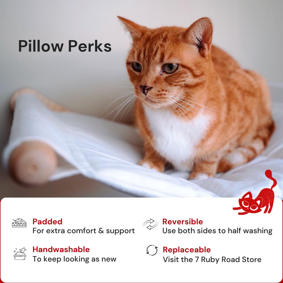 7 Ruby Road Cat Hammock Wall Mounted Cat Shelf With Two Steps - Cat Wall Shelves And Perches For Sleeping, Playing, Climbing, And Lounging - Modern Cat Bed & Furniture For Large Cats Or Kitty