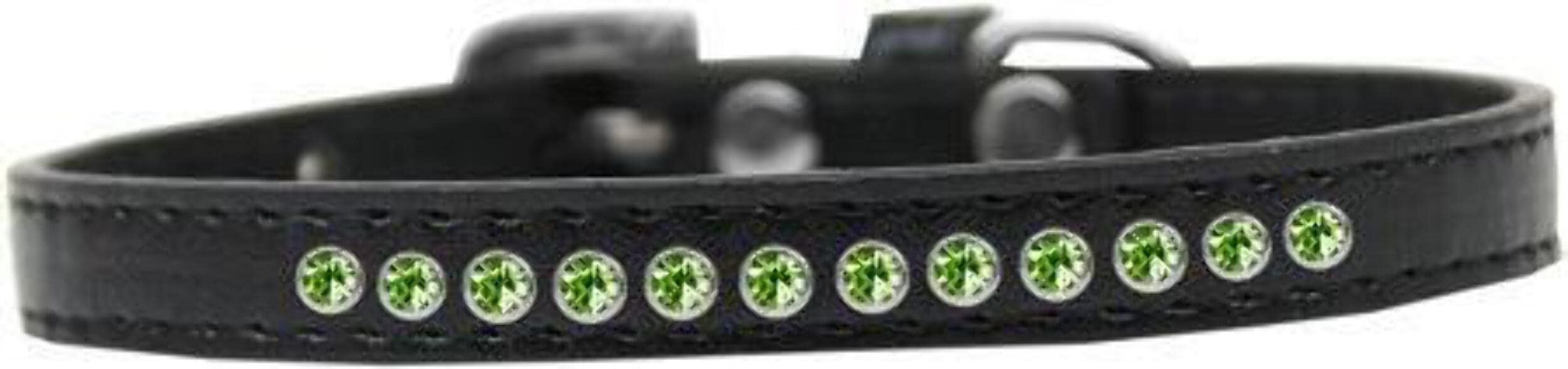 Mirage Pet Products Lime Green Crystal Black Puppy Dog Collar, Size 10