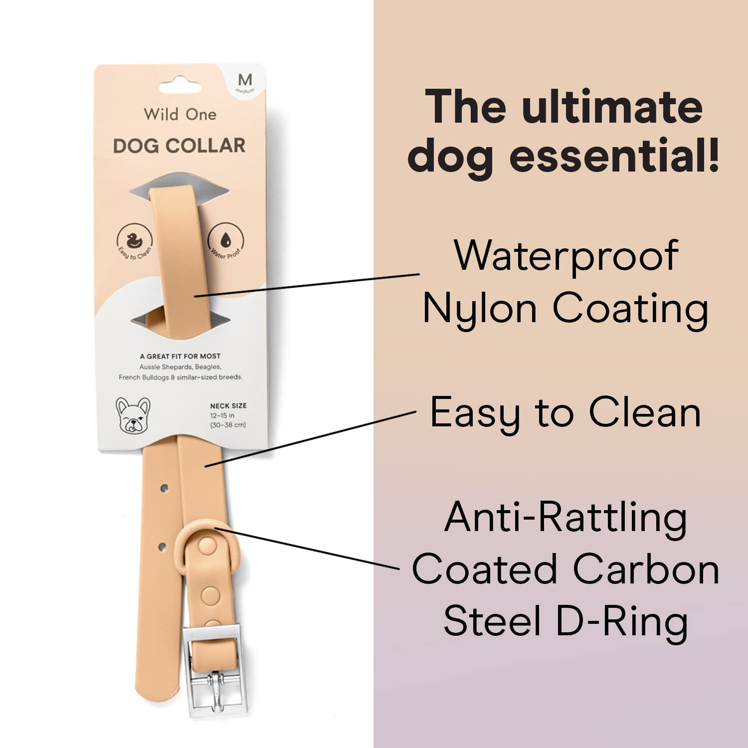 Wild One Dog Collar, The Original Easy-Clean, All Weather Flex-Poly Strap With Metal, Durable, Dirt And Odor Resistant, Size Xs,