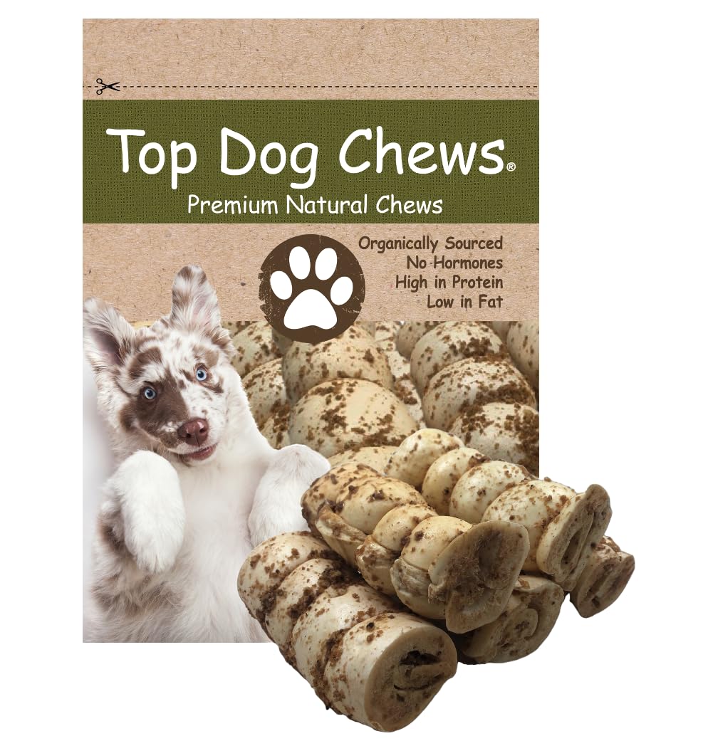 Top Dog Chews – 6” Buffalo Beef Cheek Rolls With Bully Dust Sprinkles, 5 Pack, Long Lasting Dog Bones For Aggressive Chewers, Rawhide Free Dog Treats