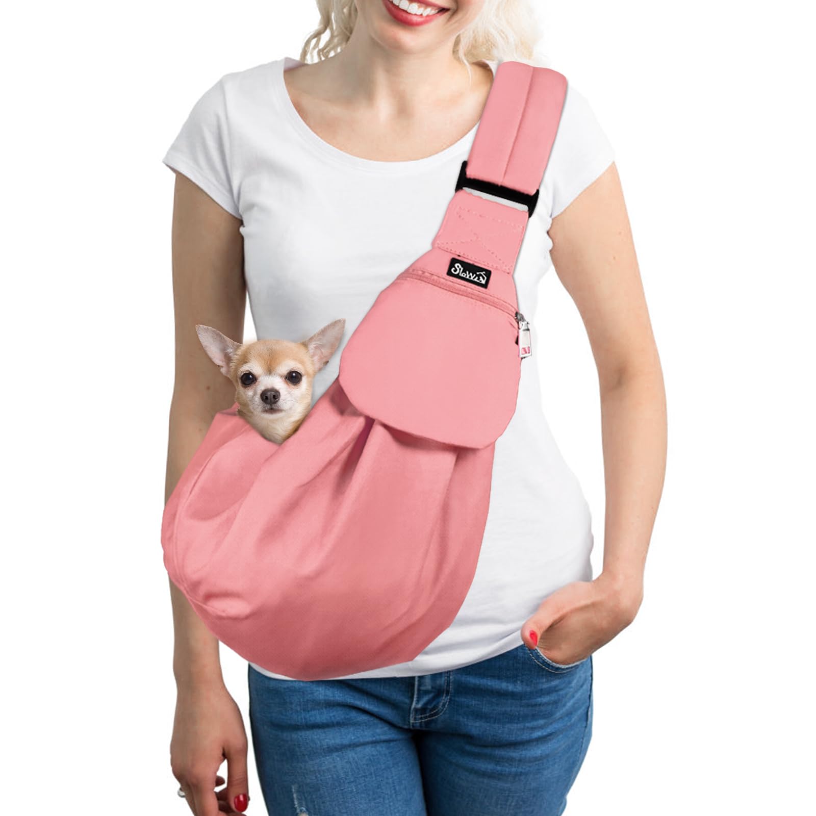 Slowton Dog Carrier Sling - Thick Padded Shoulder Strap Adjustable Dog Carriers For Small Dogs, Puppy Carrier Purse For Pet Cat 