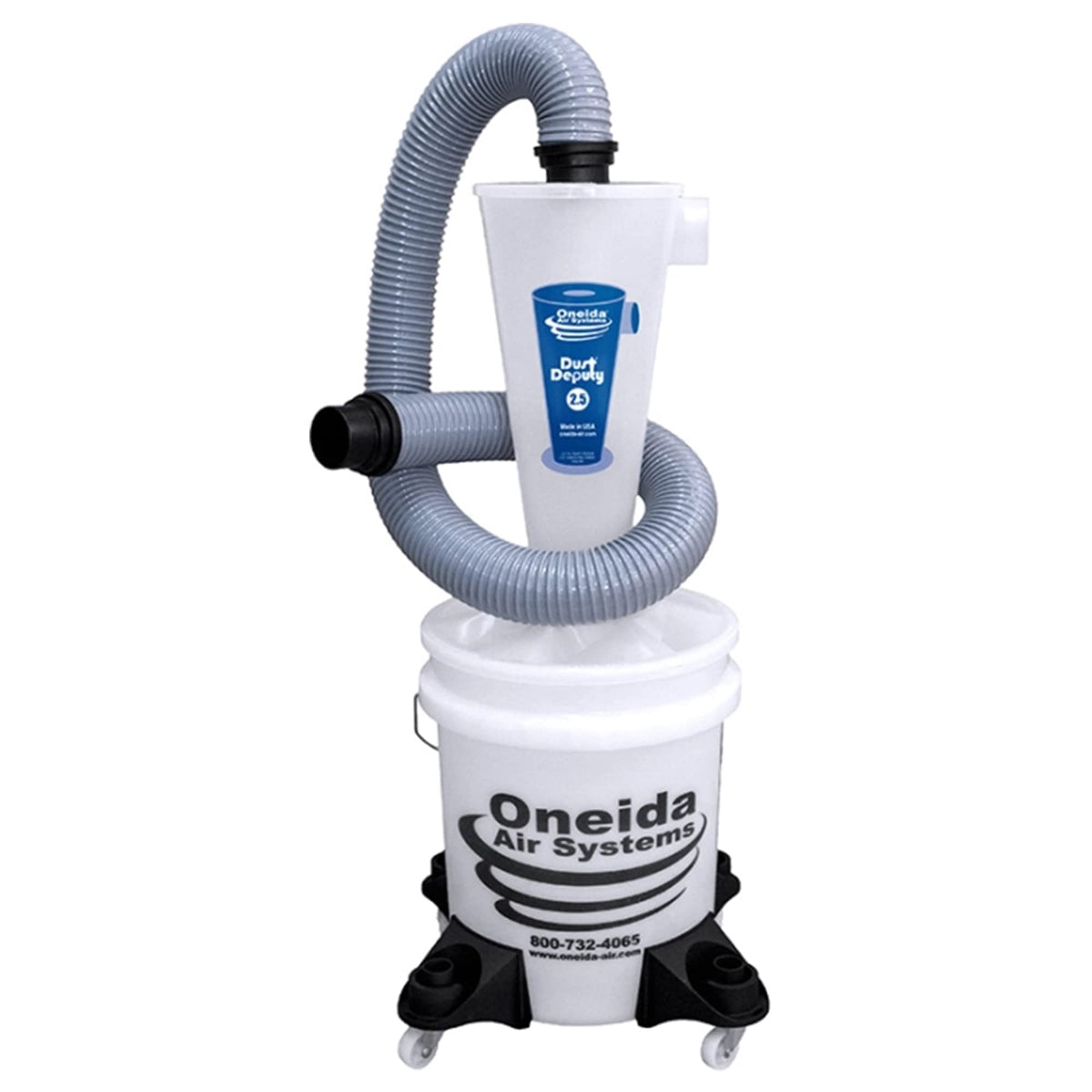 Oneida Air Systems Dust Deputy 25 Deluxe Cyclone Separator Kit With Caster Mounts And Collapse-Proof Bucket For Wetdry Shop Vacu