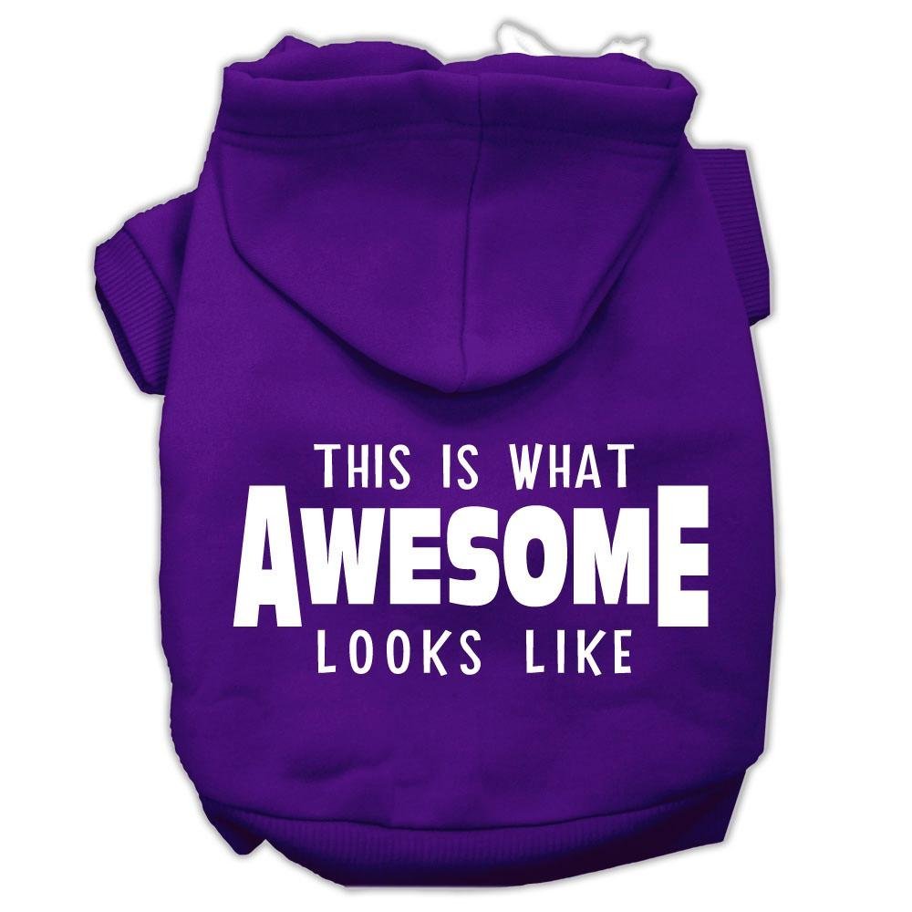 Pet Dog & Cat Hoodie Screen Printed, 'This Is What Awesome Looks Like' Purple 2Xl (20-25 Lbs.)