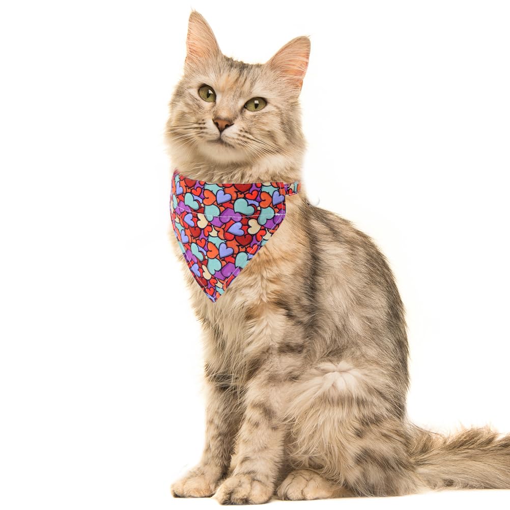 Valentine'S Day Cat Collar Breakaway With Cute Bandana And Bell For Kitty Adjustable Safety Love Heart