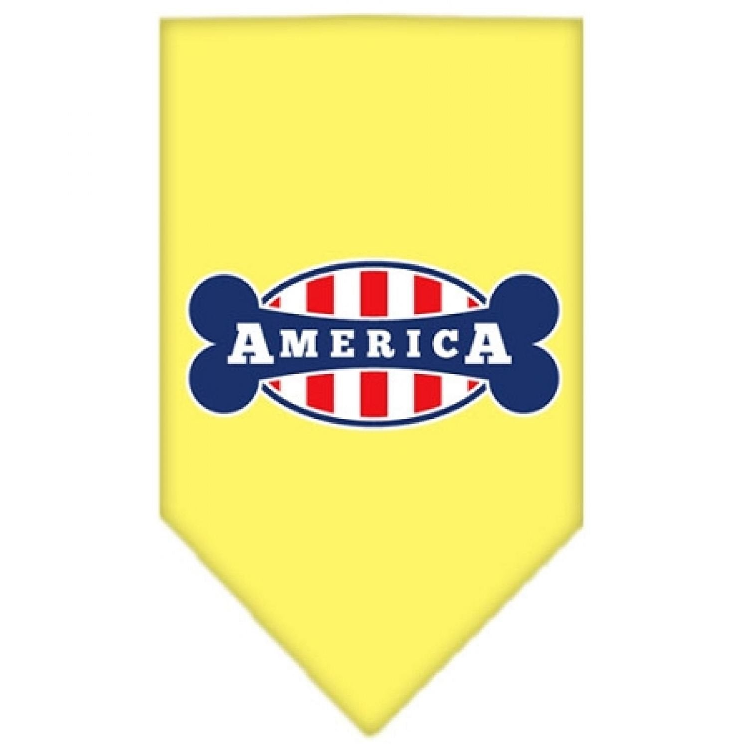 Mirage Pet Products Bonely in America Screen Print Bandana Yellow, Small