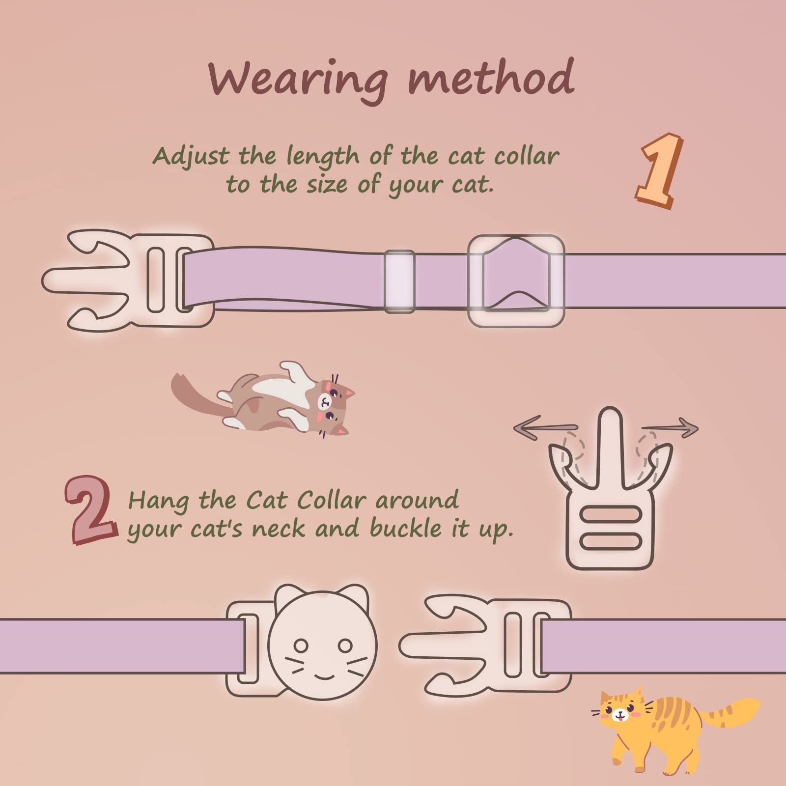 2 Pack Cotton Breakaway Cat Collar With Bell Pink&Purple Flowers Pendant Cute Kitten Cat Collar Suitable For Girls And Boys