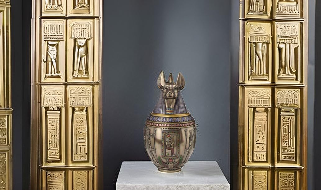 Rare Egyptian Anubis Dog Memorial Urn Canopic Jar