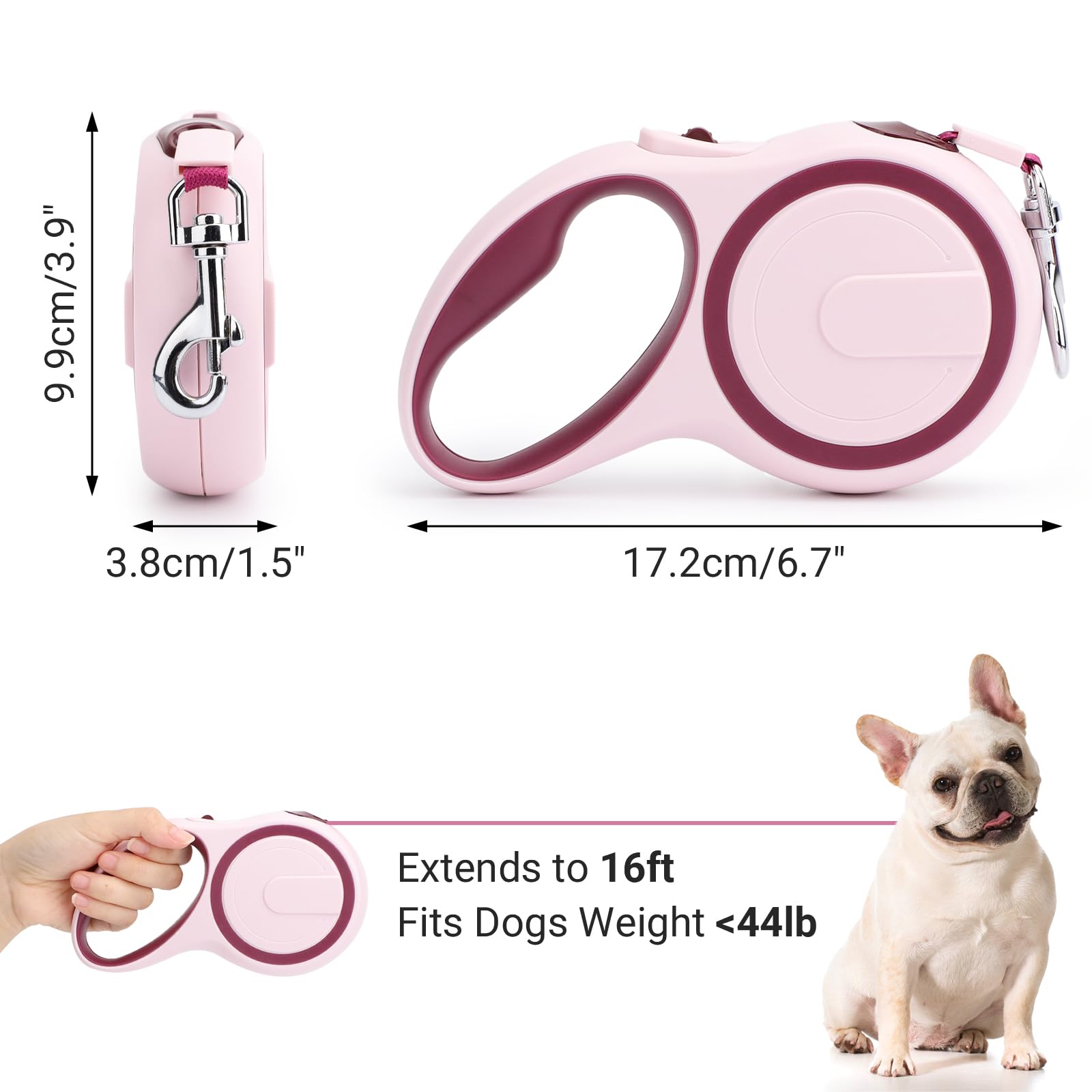 Segarty Dog Retractable Leash, 16Ft Heavy Duty Walking Dog Leash For Medium Small Pet Up To 44Lb, Anti-Slip Handle 360Tangle-Fre