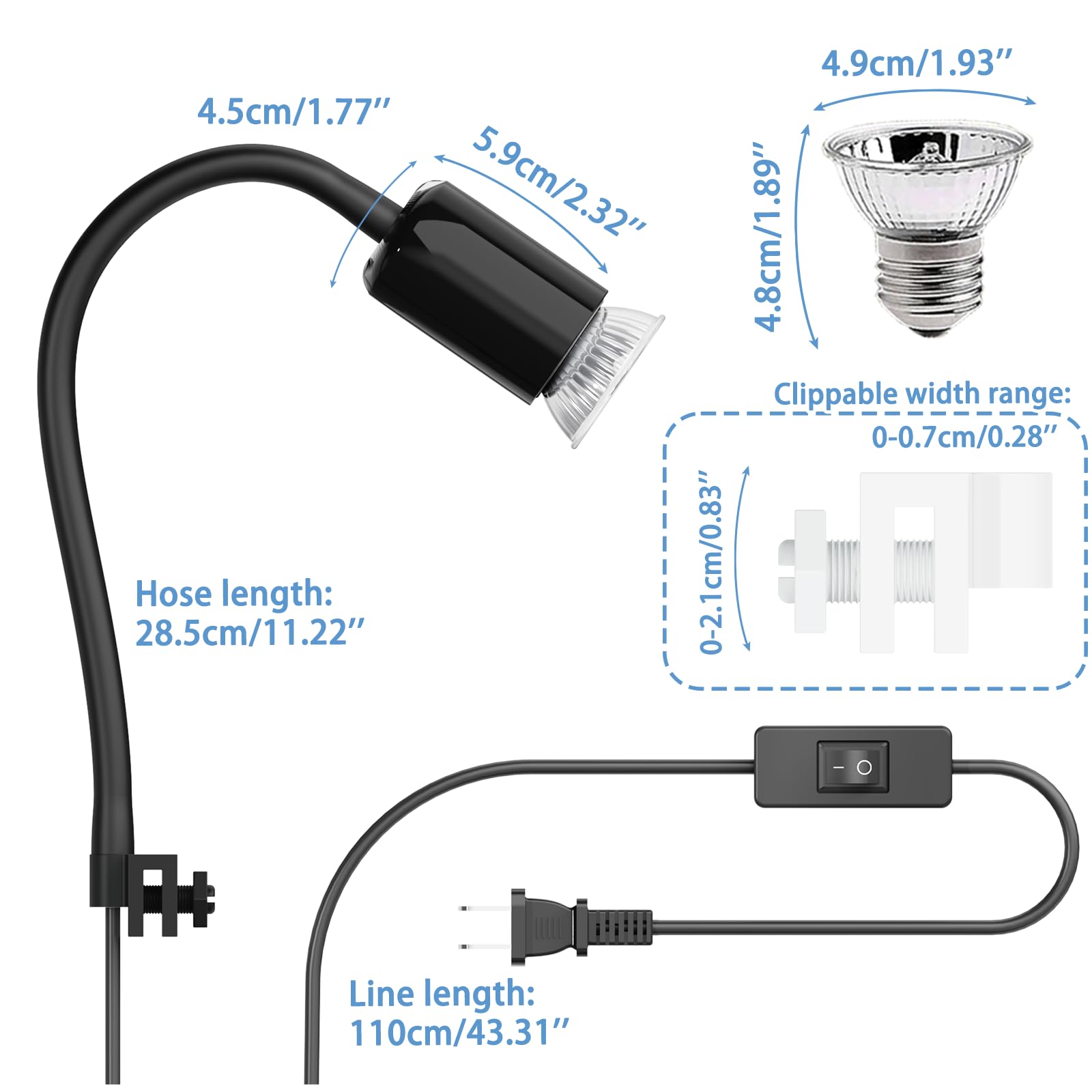 Moonorange Reptile Heat Lamp, 360 Rotatable Uva/Uvb Light Lamp With 2 Pack Basking Bulbs (25W + 35W), Suitable For Bearded Drago