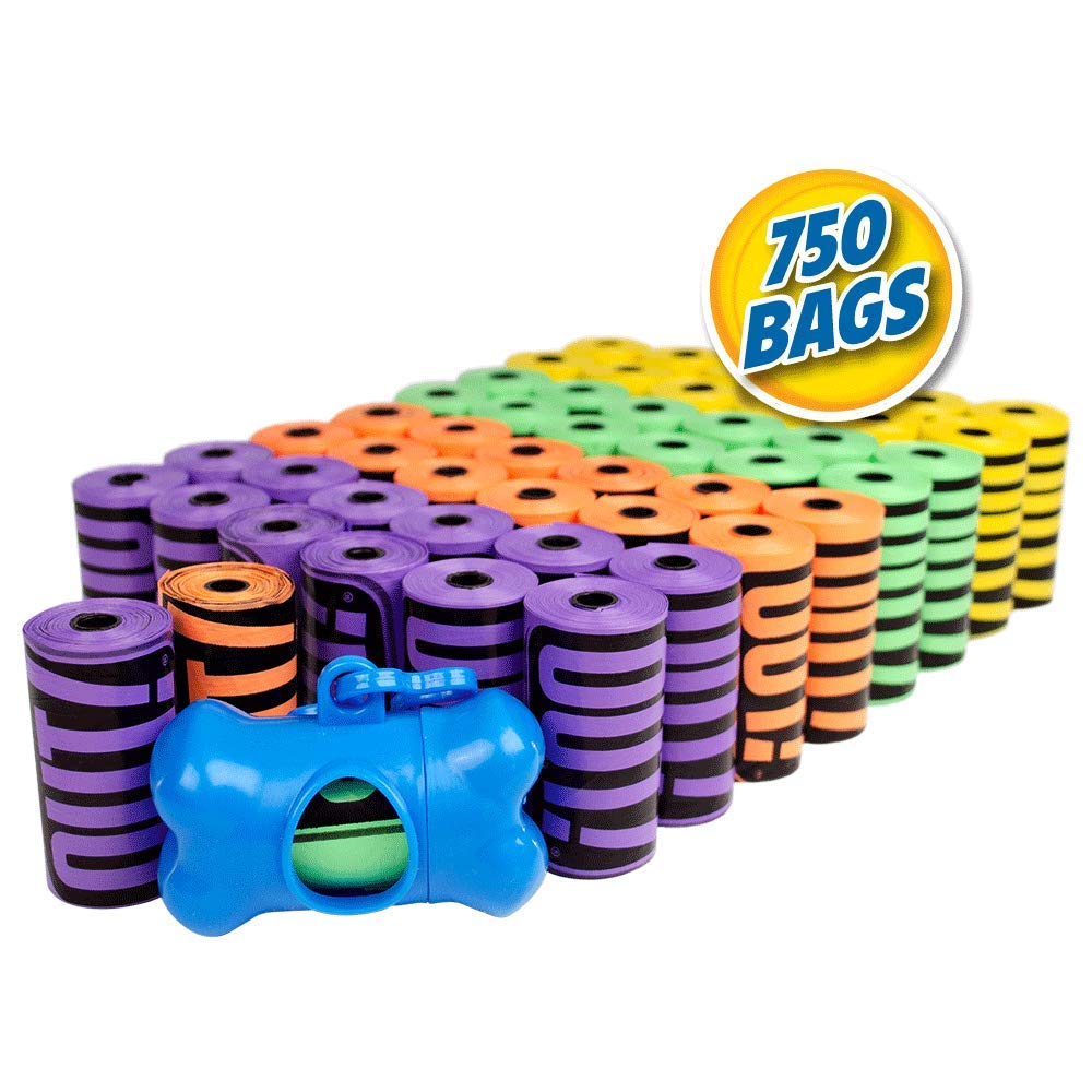 OUT! Dog Waste Bags with Leash Bag Dispenser - Rainbow Colored - Strong, Leak-Proof Poop Bags - Includes Easy Dispensing Box - 7