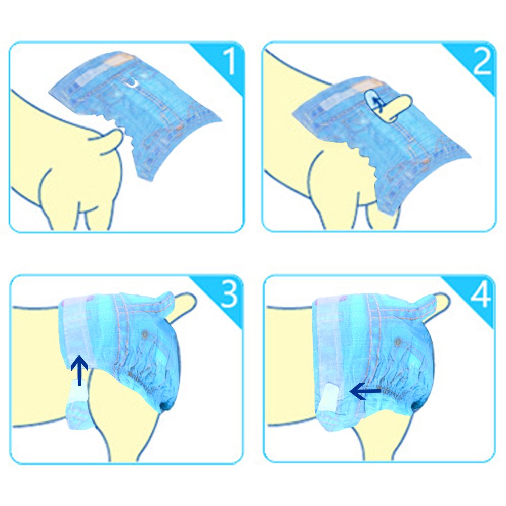 Disposable Dog Diapers for Female Dogs - Dono Jeans Super Absorbent Soft Pet Diapers for Female Puppy Dogs, Including 24pcs Diap