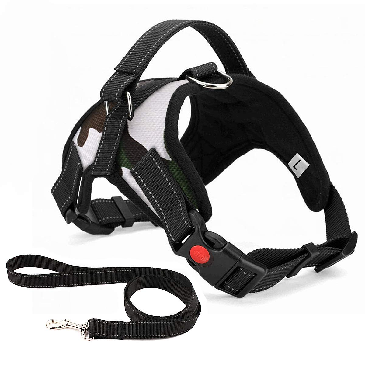 No Pull Dog Harness, Breathable Adjustable Comfort, Free Leash Included, For Small Medium Large Dog, Best For Training Walking Camo Xl