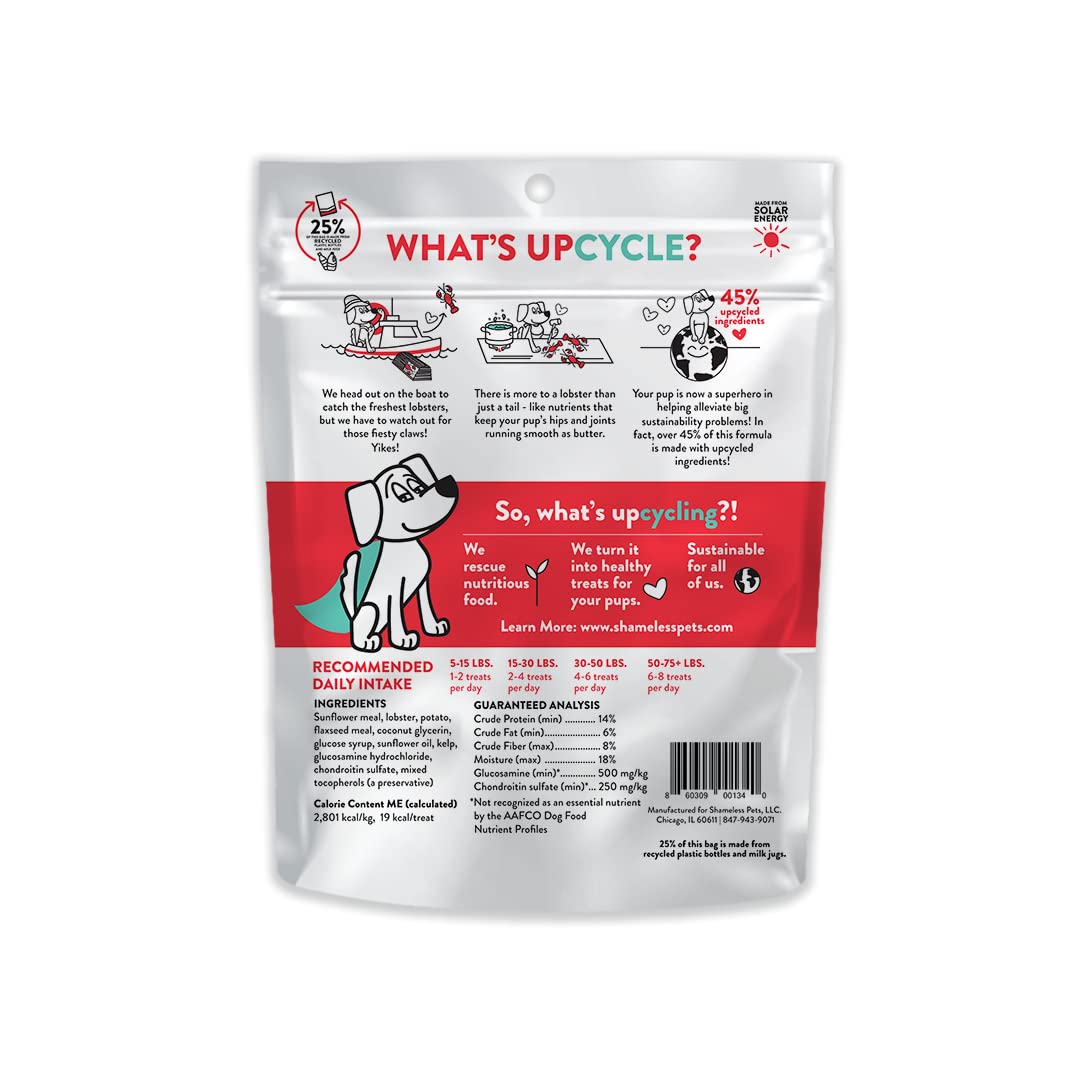 Shameless Pets Soft-Baked Dog Treats, Lobster Rollover - Natural Dog Chews for Hip & Joint Support with Glucosamine - Baked & Ma