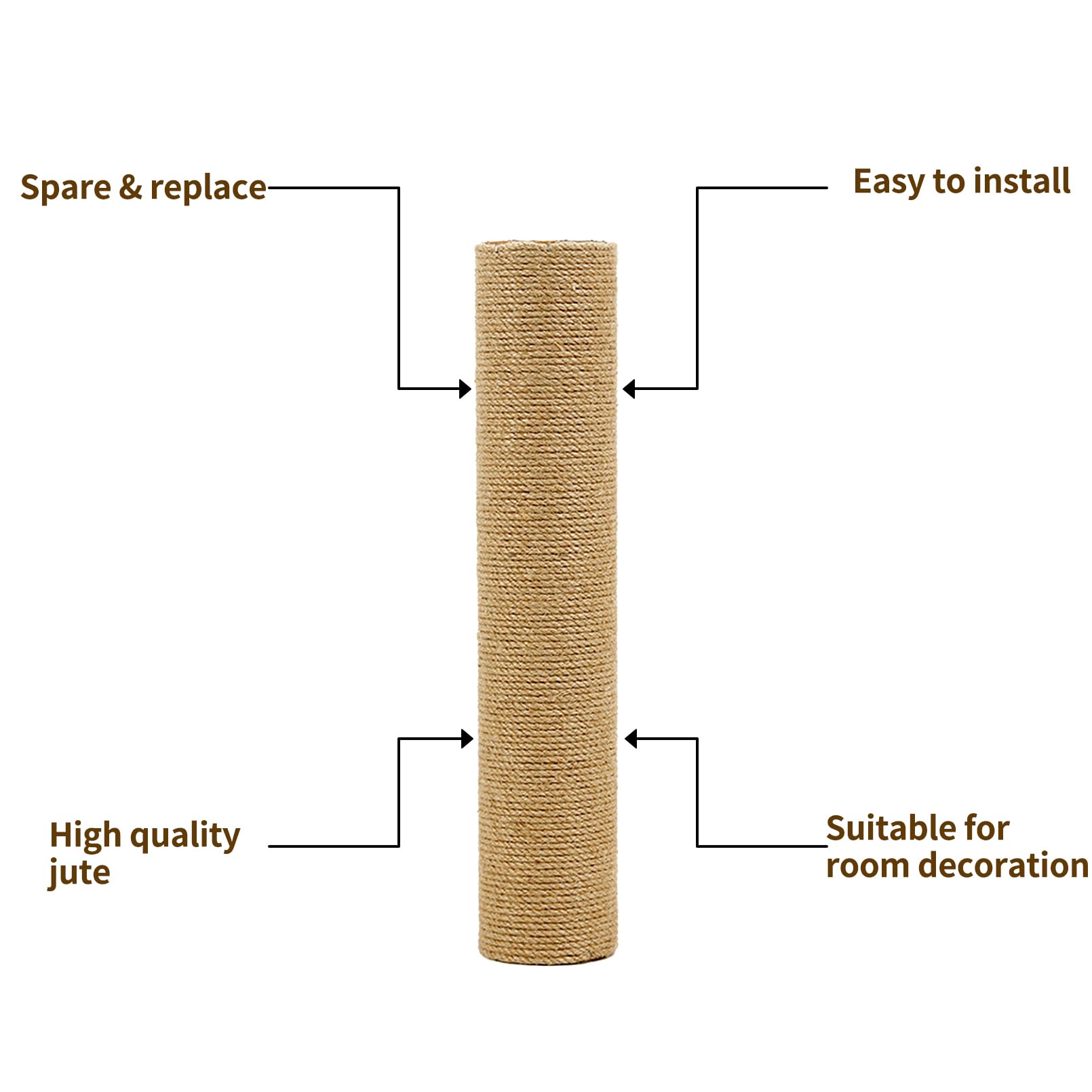 Fhiny 4Pcs Cat Scratching Post Replacement 15' Natural Sisal Spare Extension Scratch Post For Cats Tree Diy Craft Refill Pole P